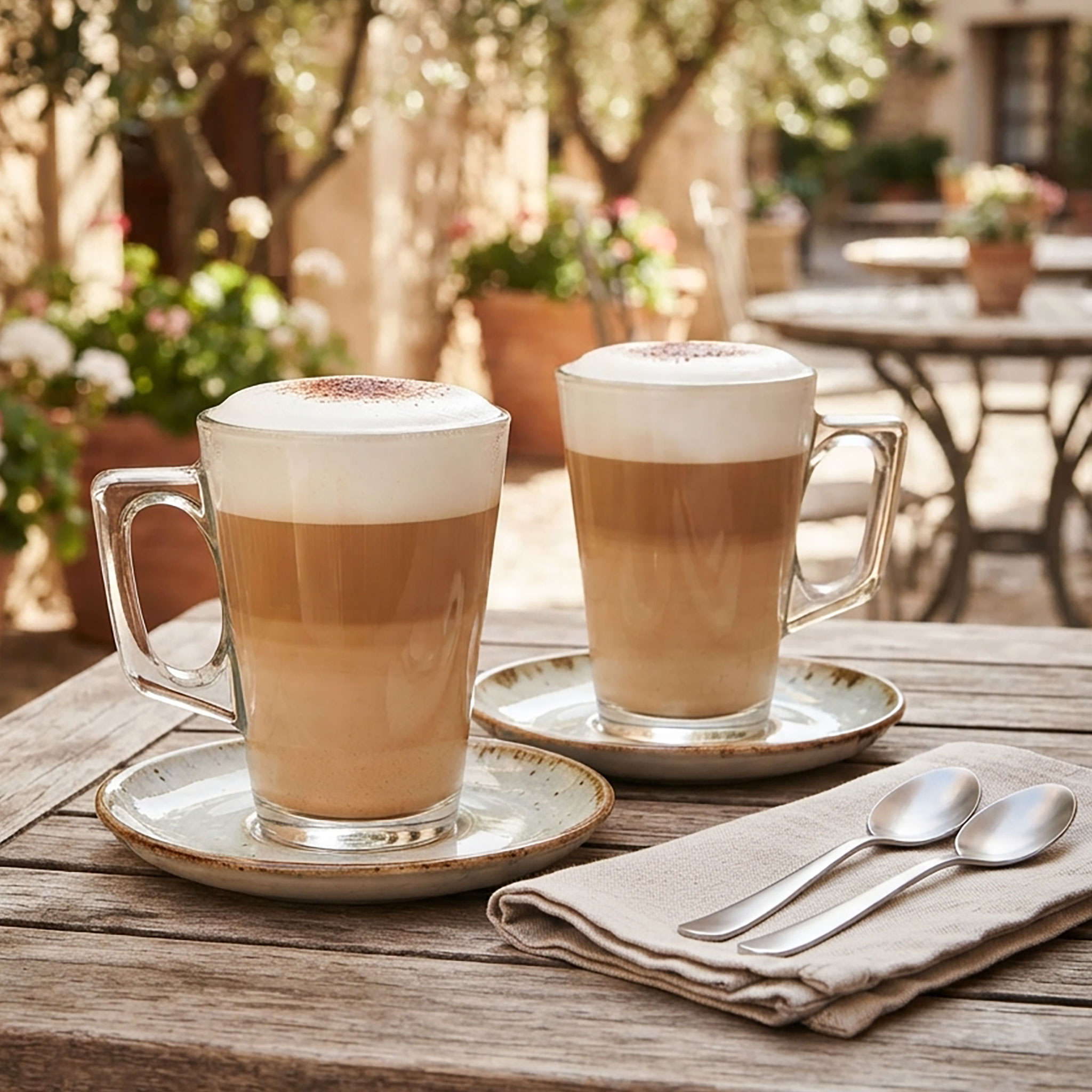 Cappuccino Glas konisch mit Henkel 255 ml - 6er Set - Latte Macchiato Kaffeeglas klar mit Griff