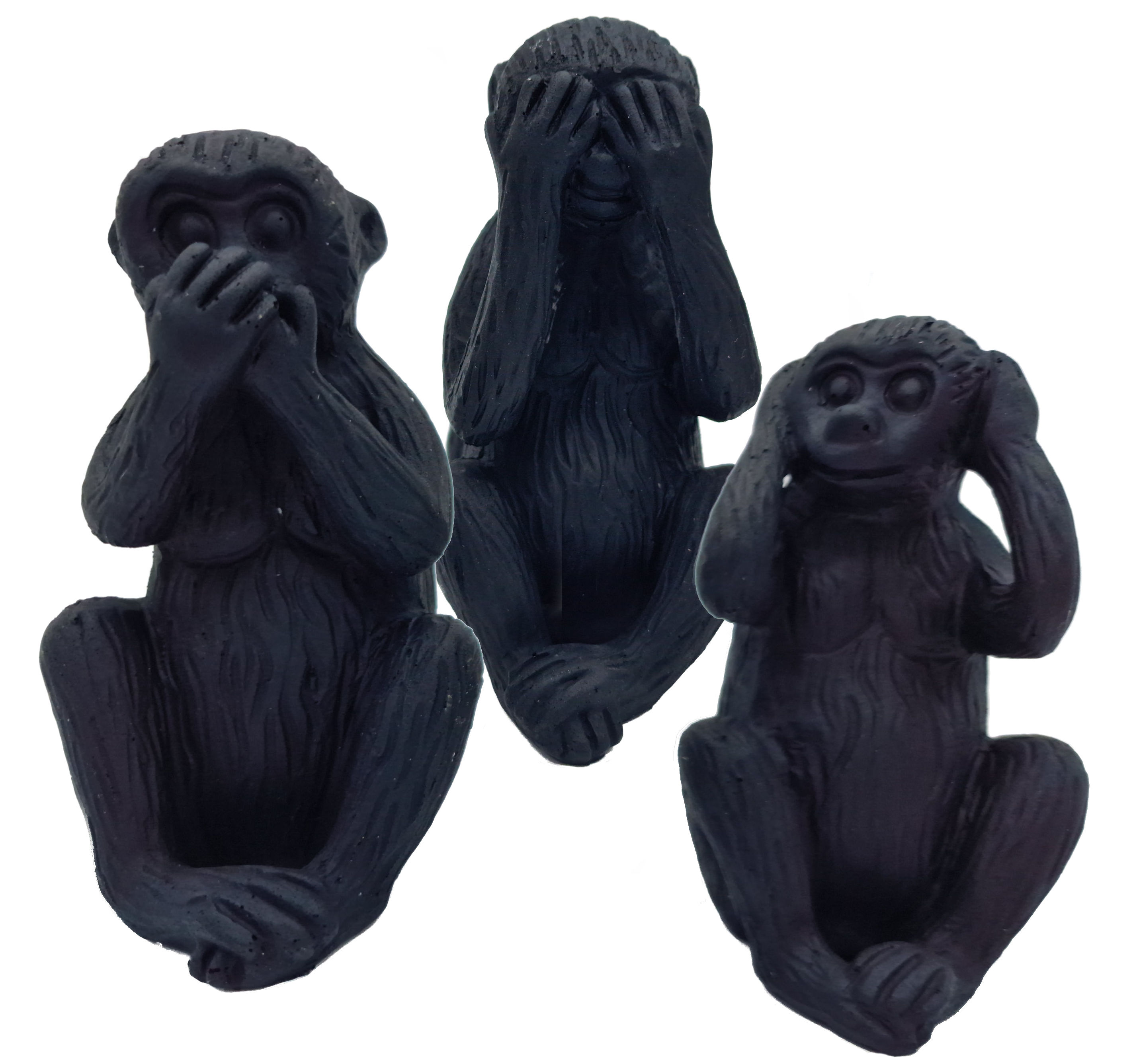 3 Weise Affen Deko Figuren schwarz - 12 cm - Kunststoff Tierfiguren Affentrio Nichts Hören Nichts Sehen Nichts Sagen