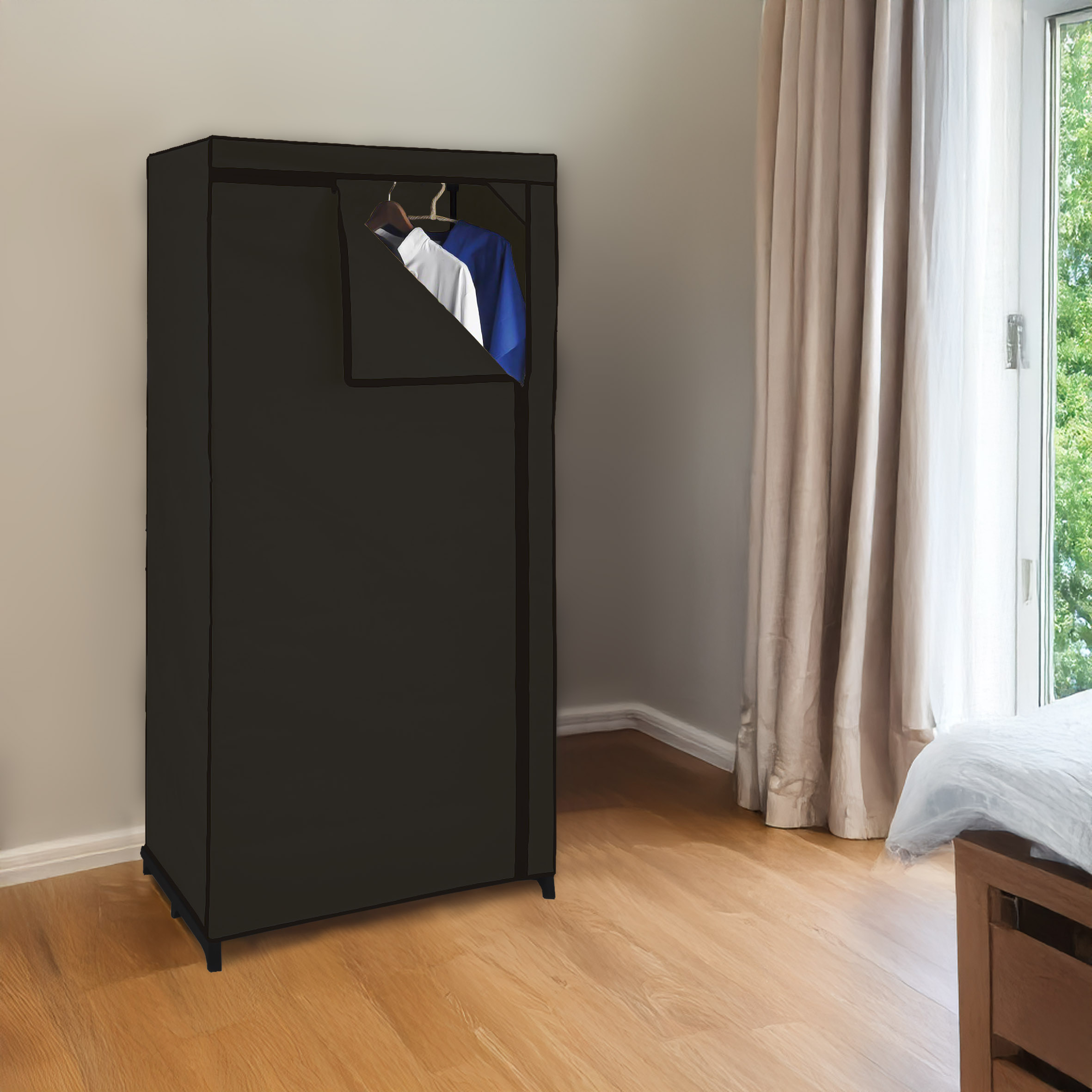 Stoff Kleiderschrank schwarz - 150 x 75 cm