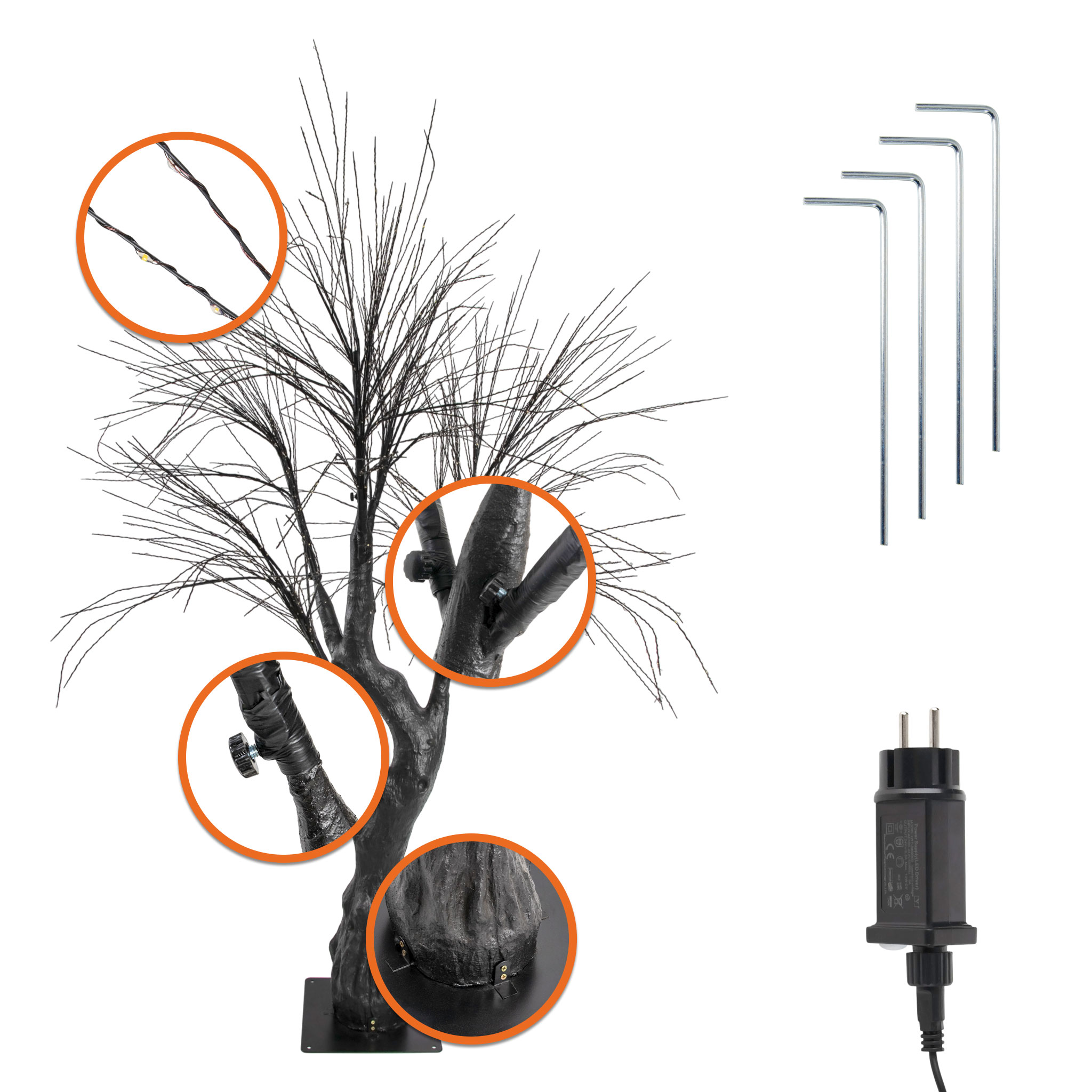 XL Lichterbaum für Außen und Innen mit Twinkle Effekt - 3072 gold LED - Fairy Lights Leuchtbaum mit biegsamen Ästen 200 cm mit Timer