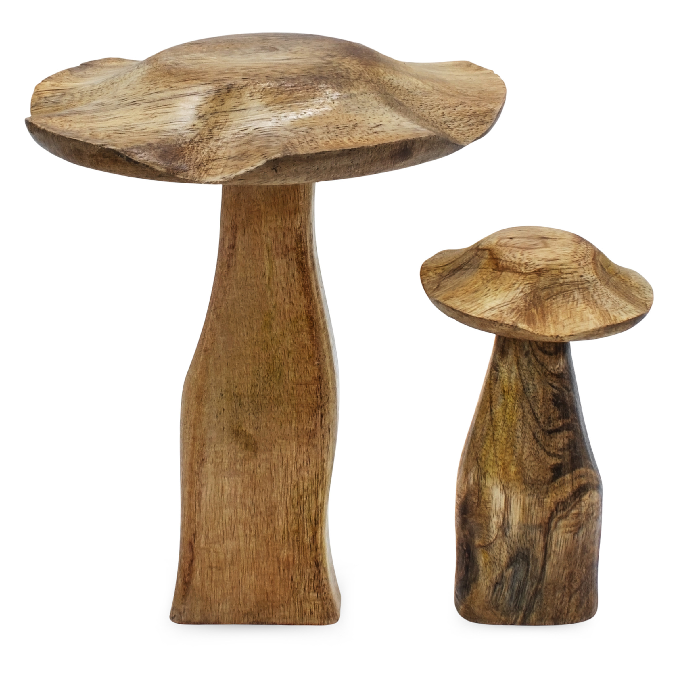 Mangoholz Deko Pilz 3er Set natur - 20 / 13 cm - Holz Waldpilz Dekofigur