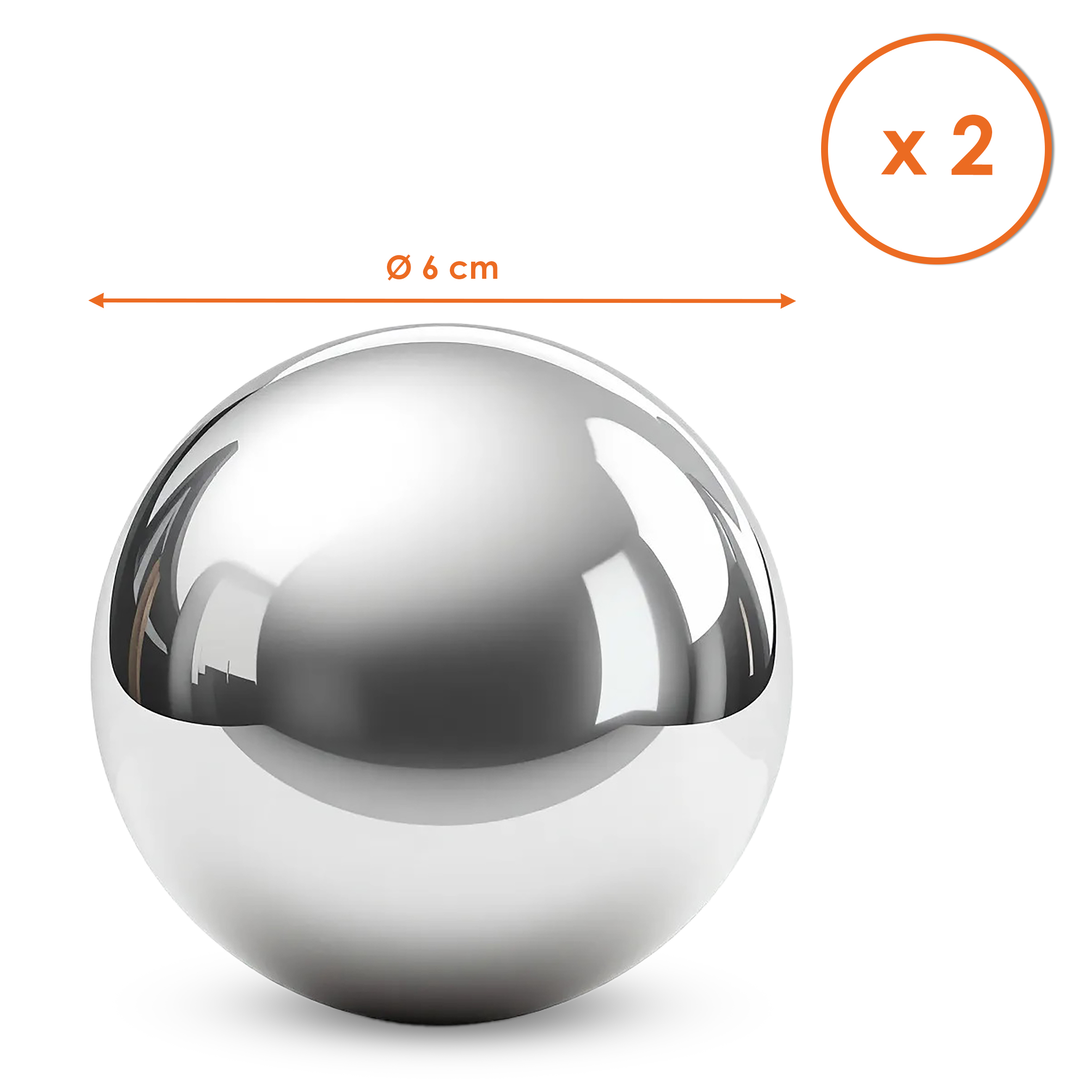 Edelstahl Dekokugeln silber glänzend für Zierbrunnen 8 / 6 / 4 cm - 7er Set - Metall Hohlkugeln zum Dekorieren und Basteln