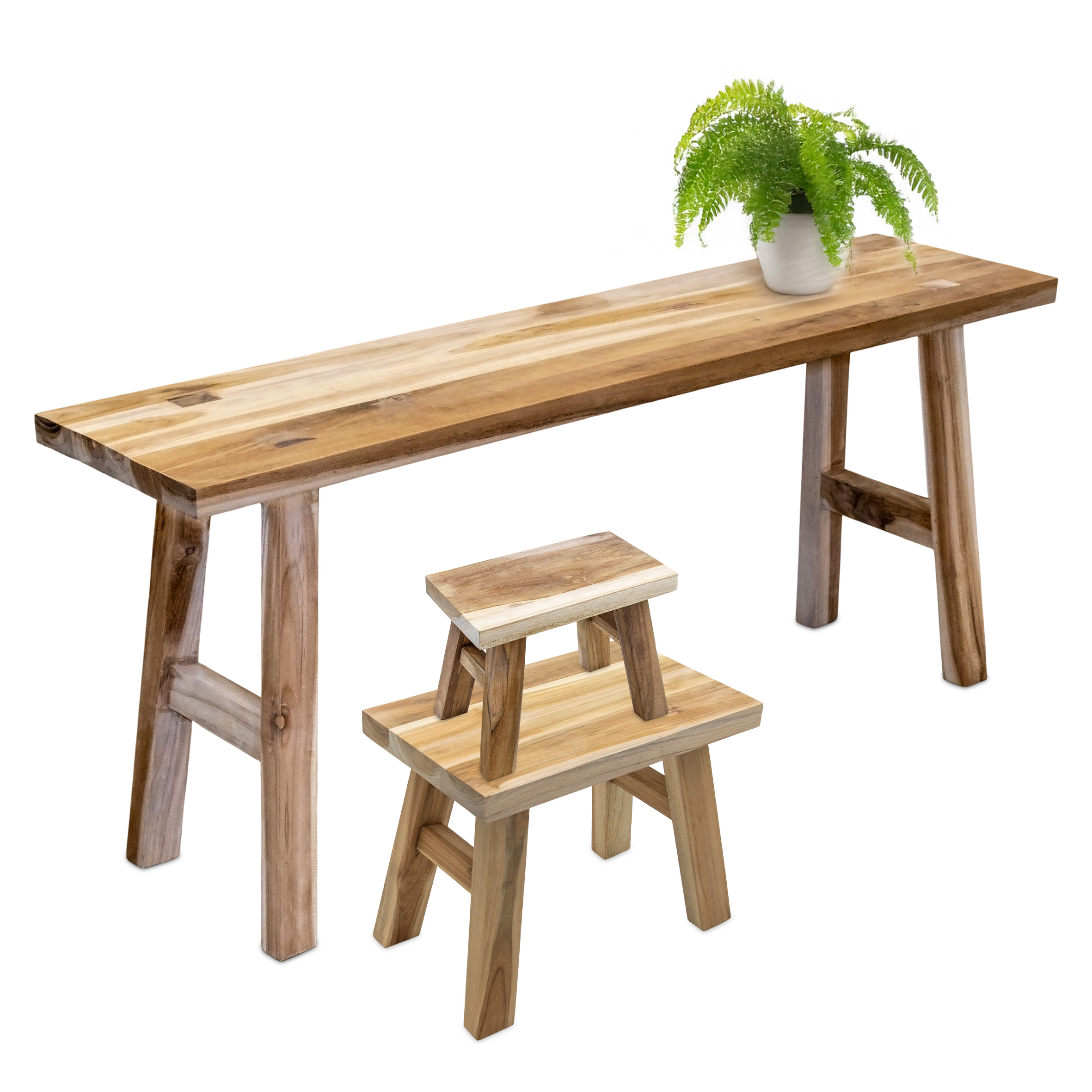 Teakholz Blumenbank natur rechteckig