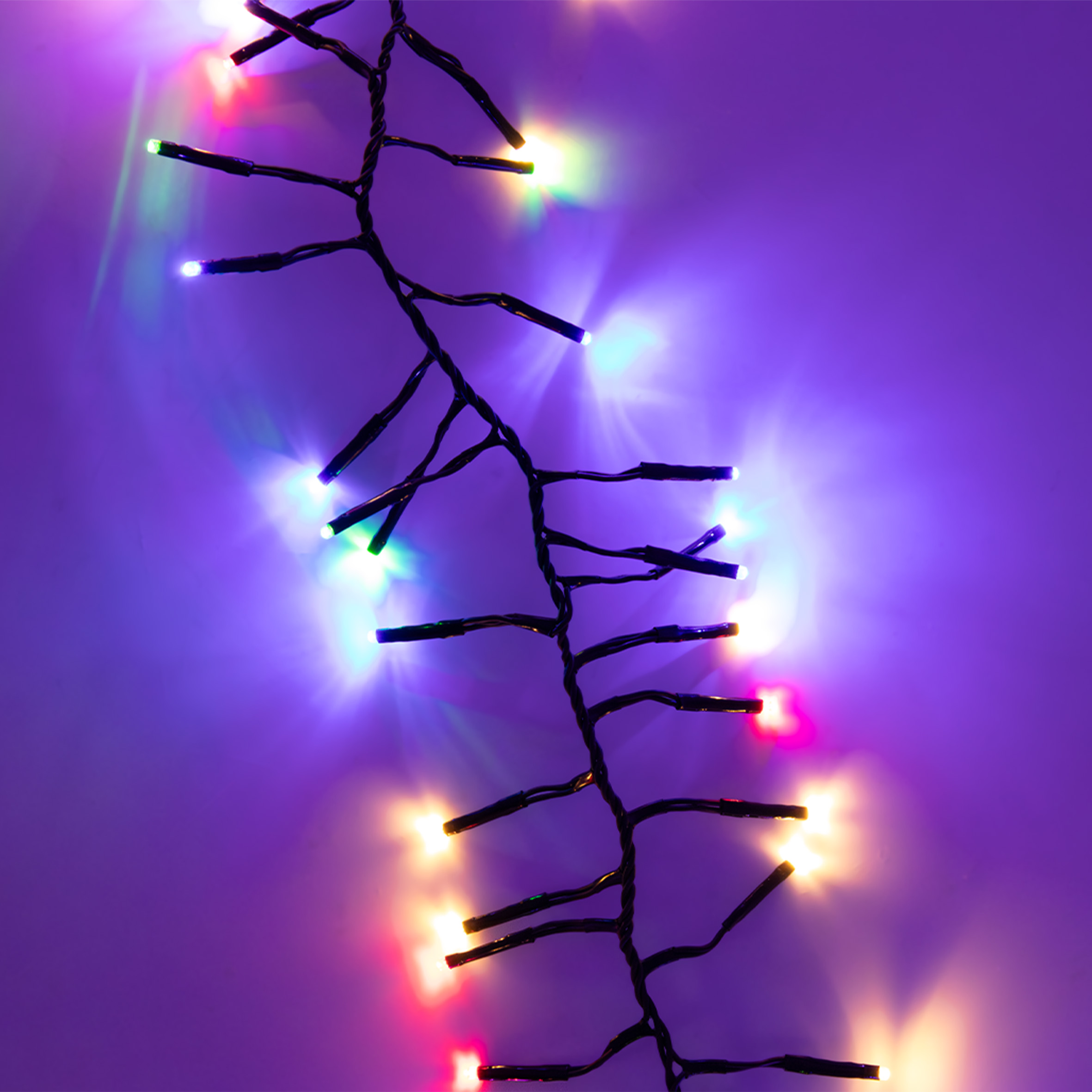 LED Lichterkette bunt für Außen mit Timer und Netzstecker - 384 LED / 4,9 m - Weihnachts Dekobeleuchtung multicolor mit 8 Funktionen