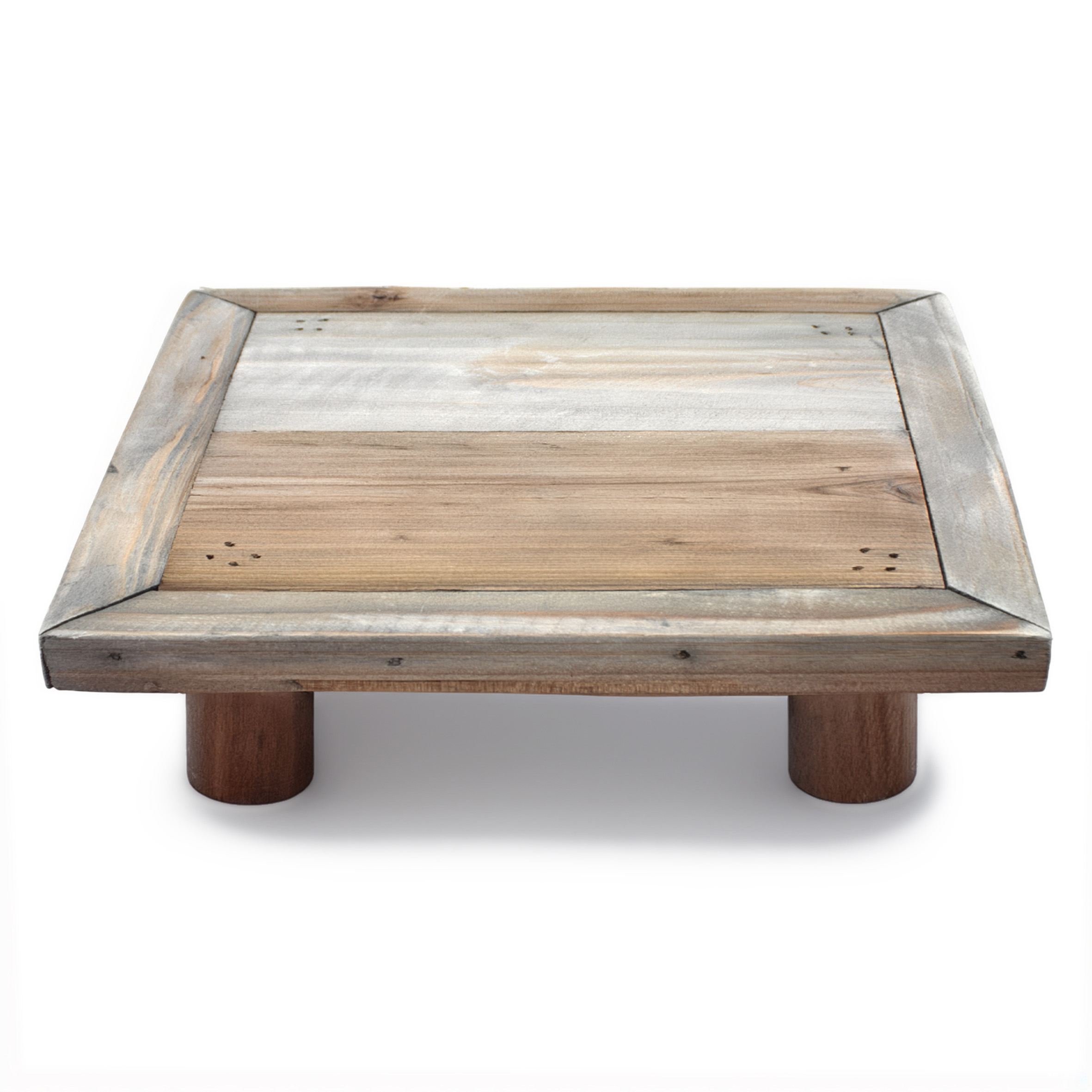 Deko Blumenteller natur klein quadratisch - 20 x 20 cm - Mini Holz Pflanzenhocker mit 4 Füßen