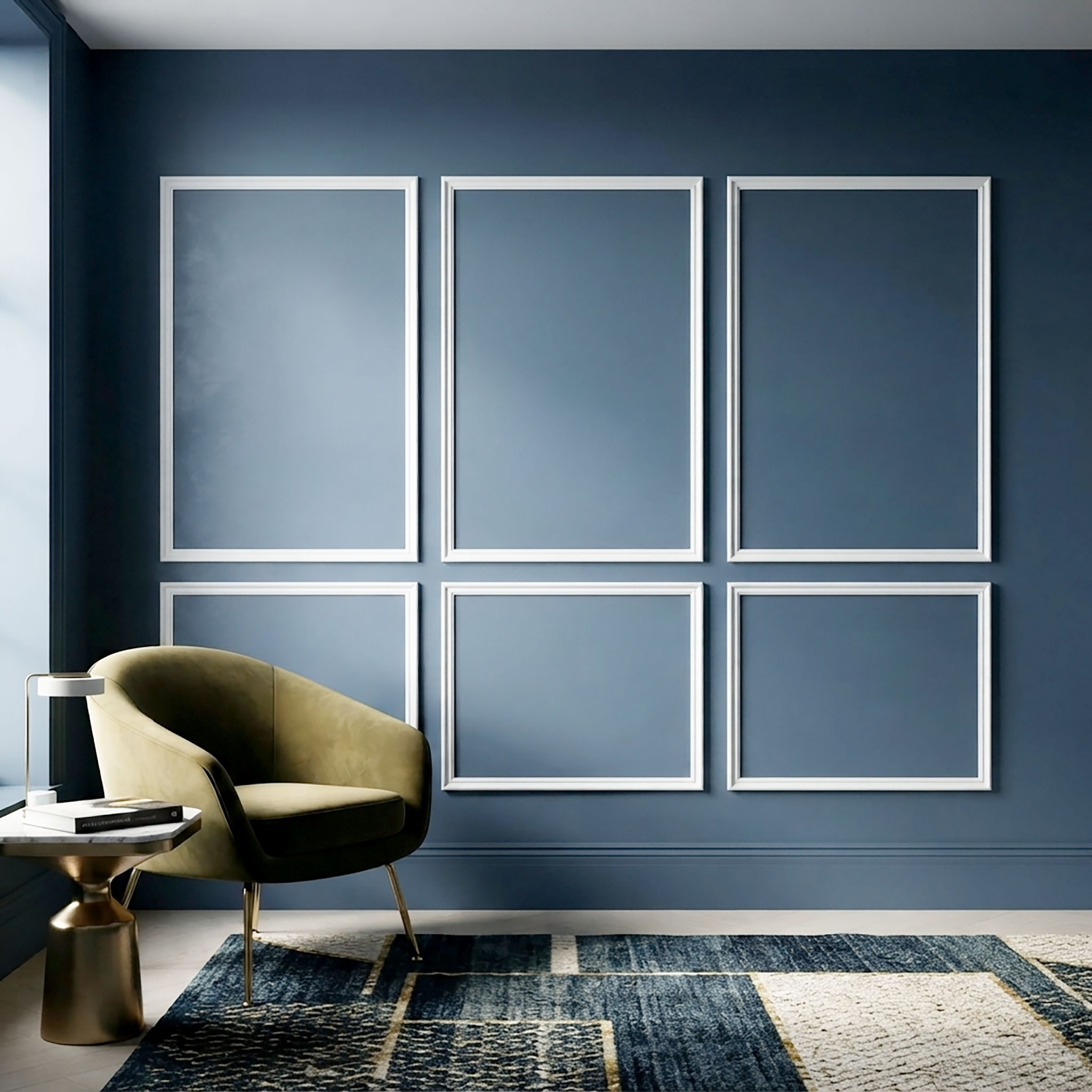 Zierleisten Set 24-teilig aus Polystyrol weiß vorgeschnitten - für 3x 80x60 cm & 3x 120x80 cm - Stuckleiste 24 Stück für Wand und Deckendekoration