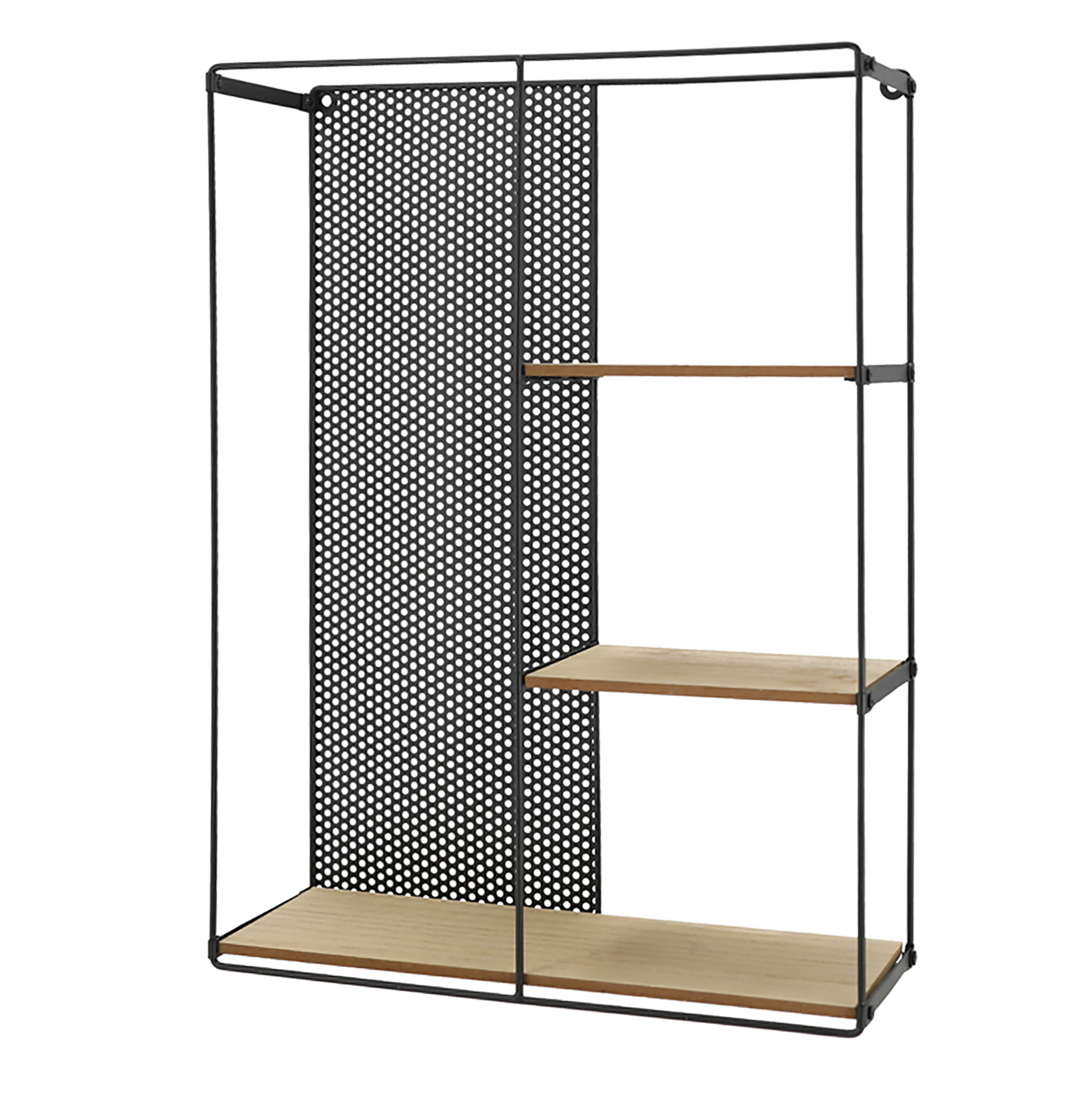 Metall Wandregal schwarz mit 3 Etagen - 50 x 40 cm