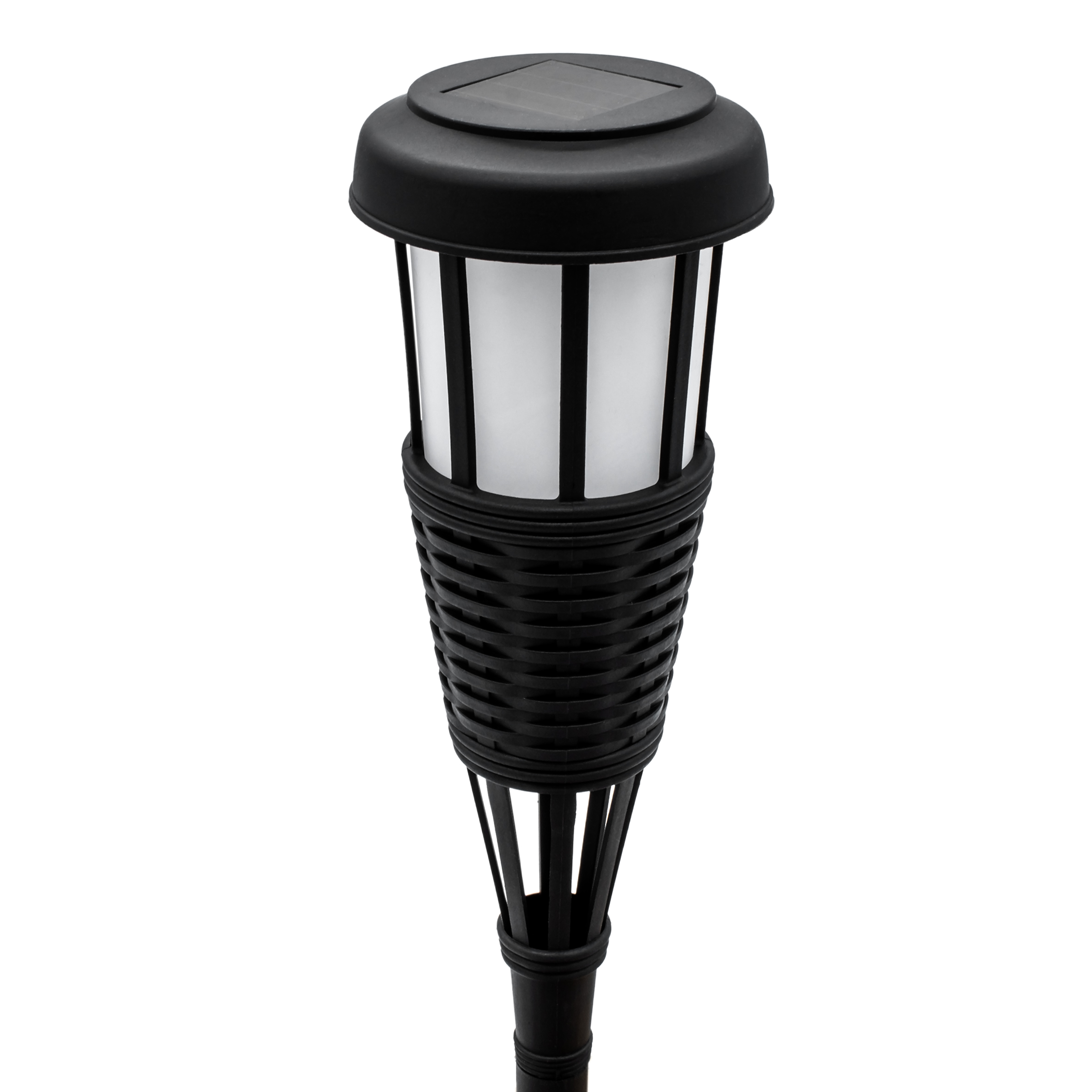LED Solar Gartenfackel in Rattan Optik - 12er Pack - Solarleuchte 48 x 10 cm mit Flackereffekt