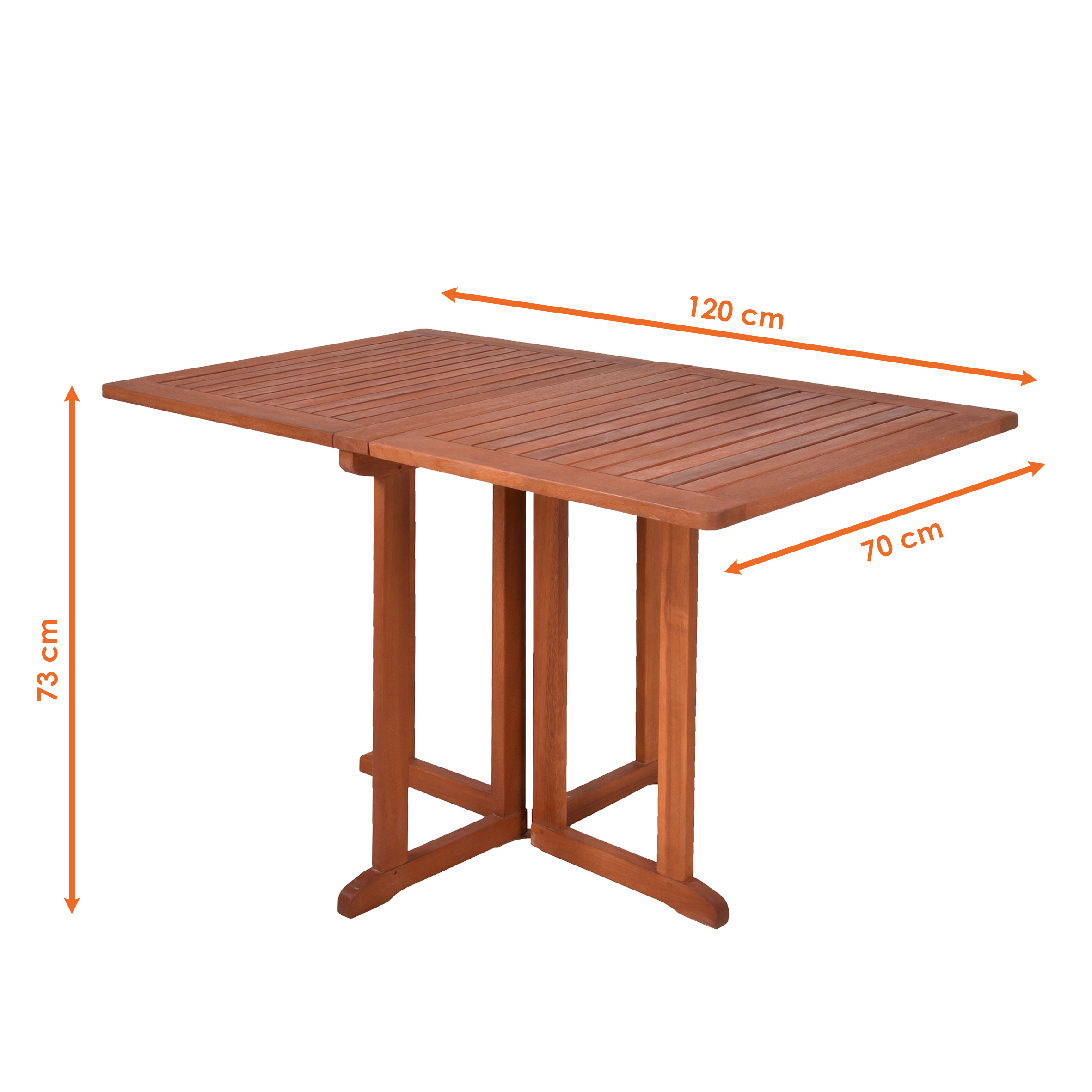 Massivholz Gartentisch 120 x 70 cm Tischplatte klappbar - rechteckig