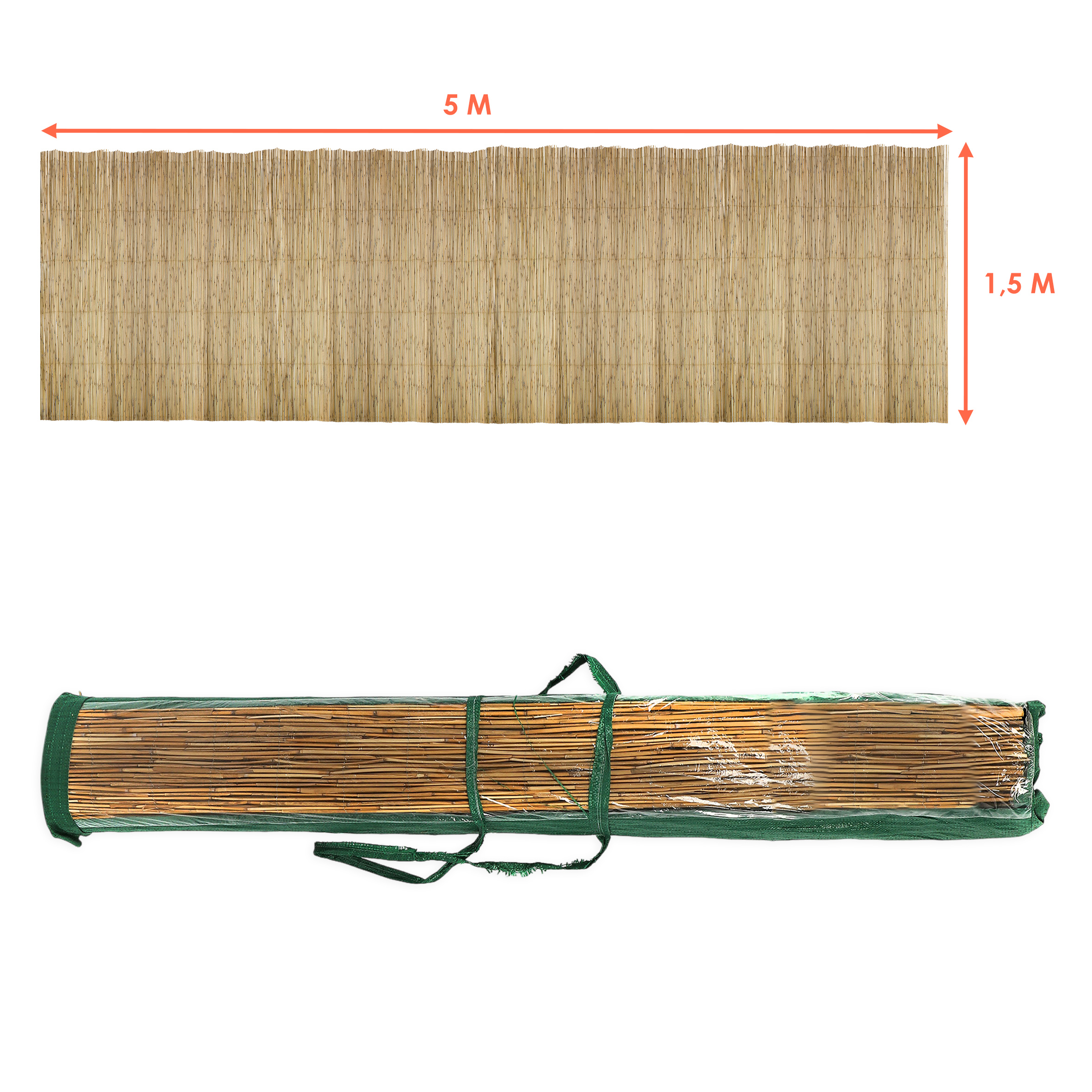 Sichtschutz Matte aus natürlichem Schilf - 500 x 150 cm - Schilfrohr Windschutz Zaun blickdicht