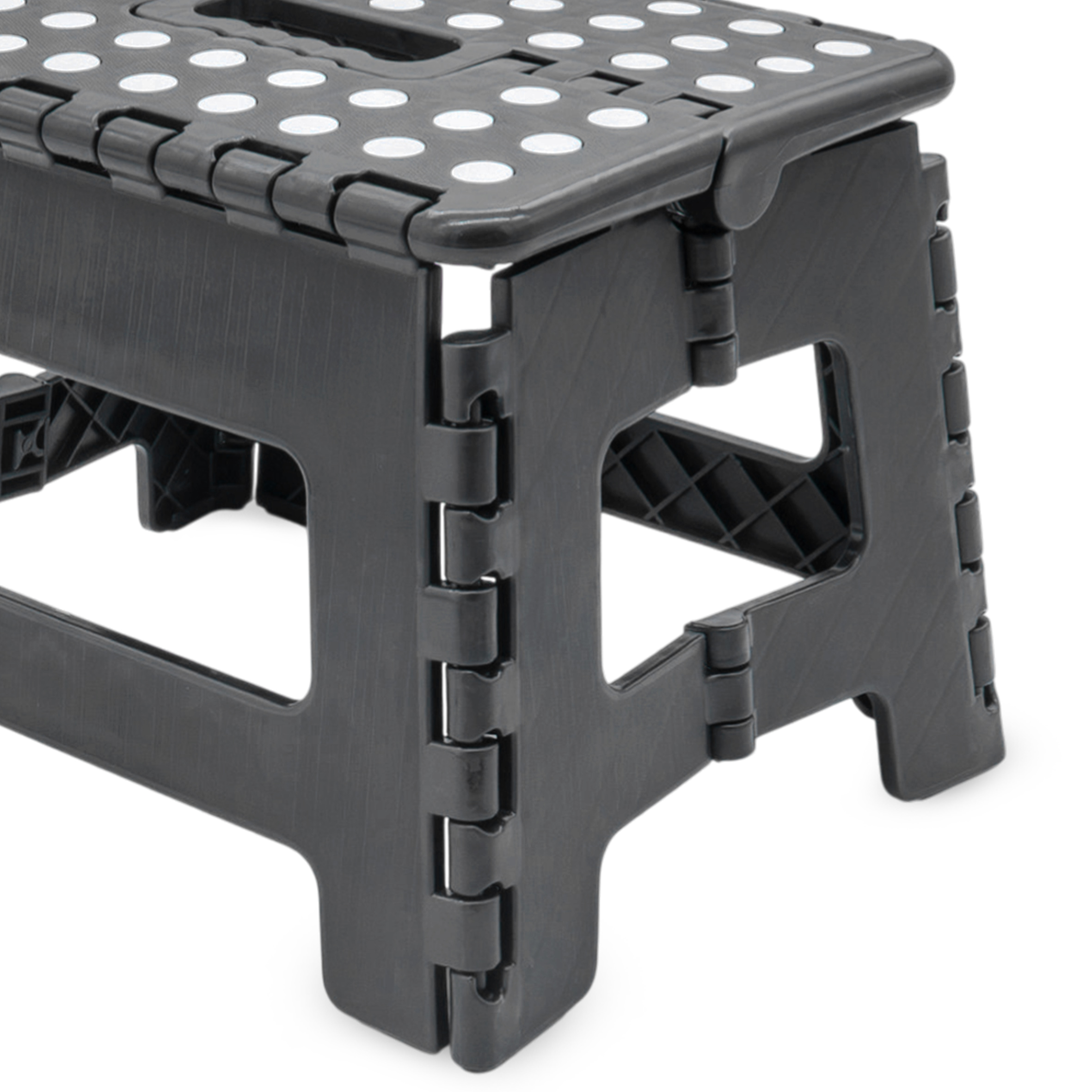 Kunststoff Klapptritt grau bis 150 kg mit Tragegriff und Antirutsch - 29 x 22 cm - Tritthocker klappbar mit rutschfester Trittfläche