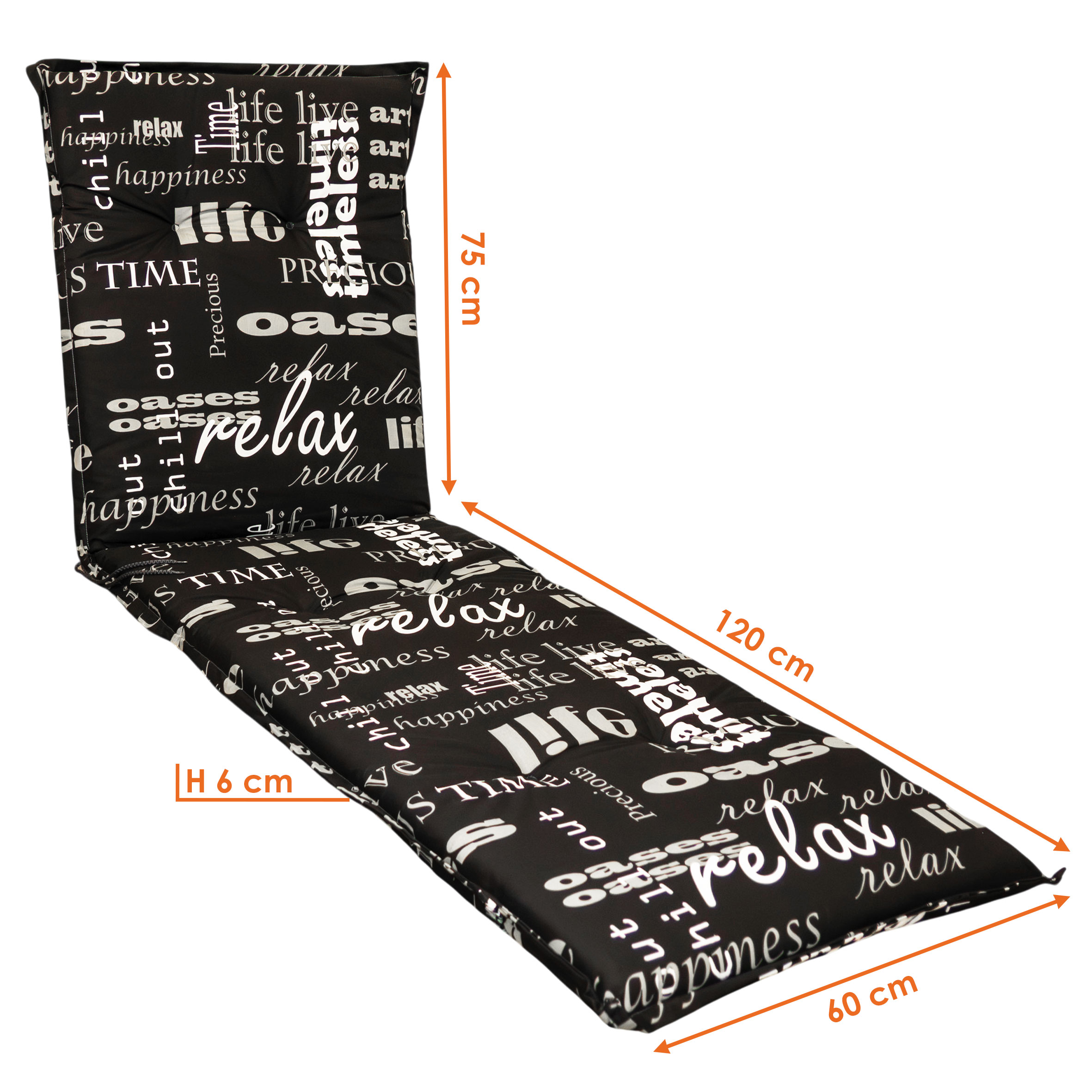 Sonnenliegen Polster Auflage mit verschiedenen Designs - 190 x 60 cm - Universal Kissen für Gartenliegen