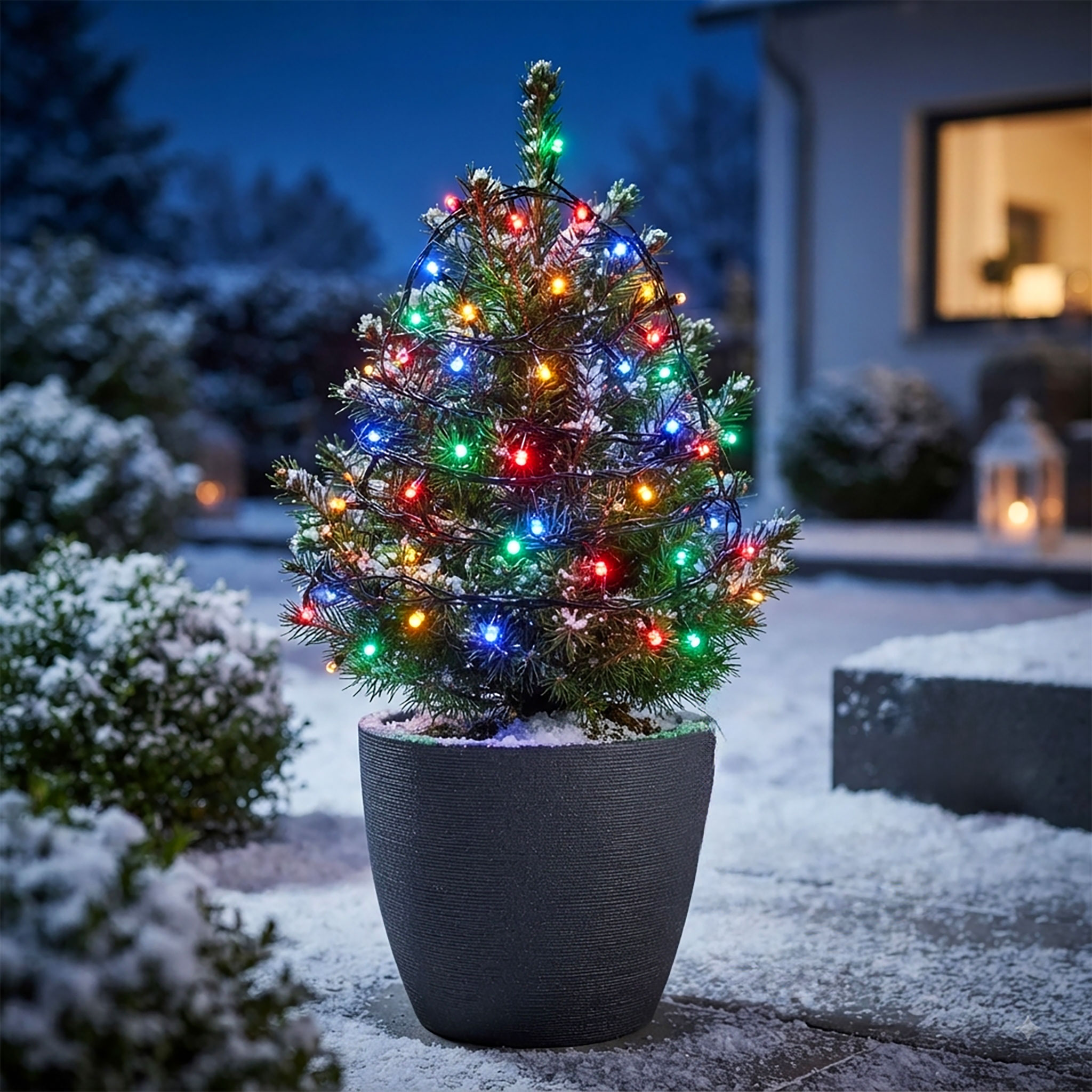 LED Weihnachts Lichterkette mehrfarbig - 40 LED / 6 m - Deko Beleuchtung bunt für Außen mit Timer
