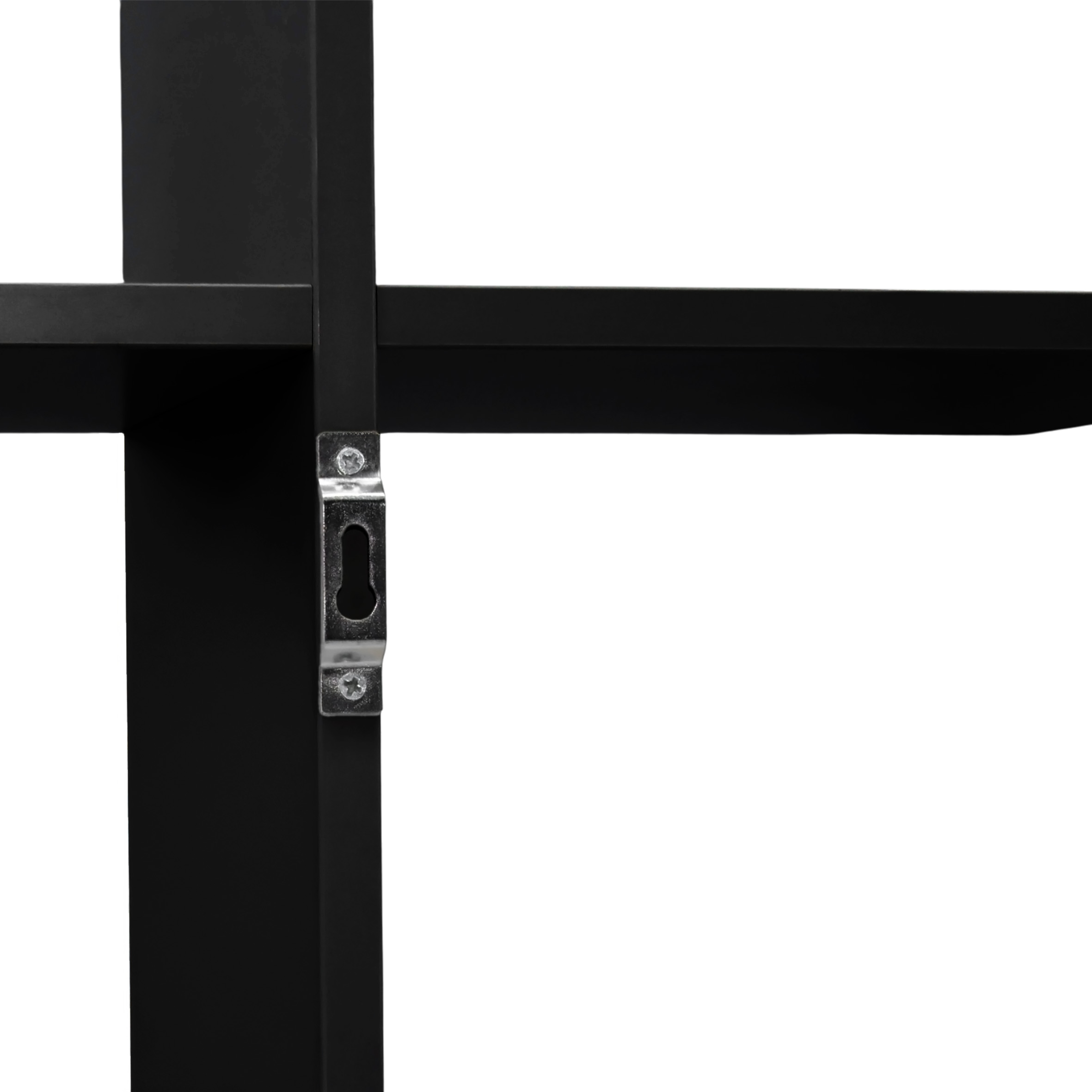 Holz Wandregal 55 x 55 cm schwebend mit 6 Fächern - schwarz - Schweberegal im Würfel Design mit Melamin Furnier
