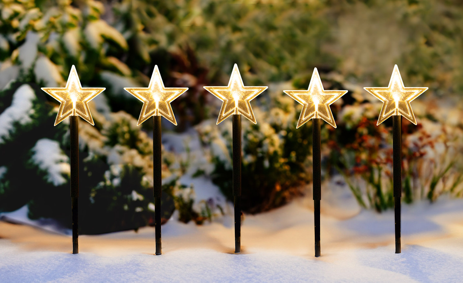 Garten Leuchtstäbe Stern - 5er Set LED Gartenstecker