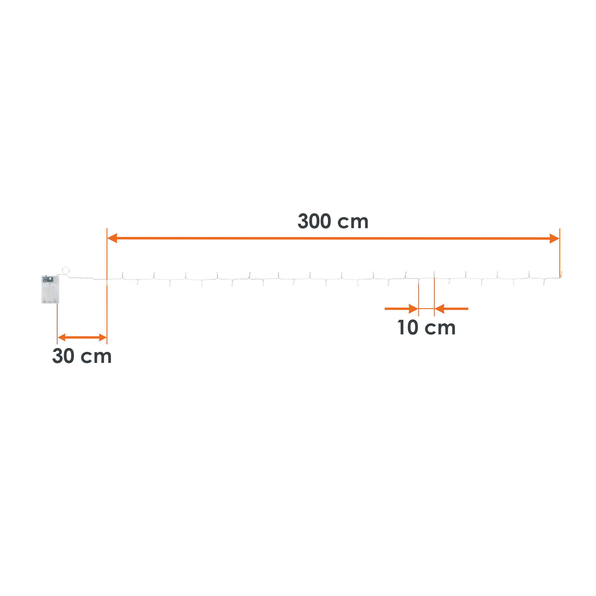 Lichterkette mit 30 LED in warm weiß - 300 cm - Weihnachts Tischlichterkette