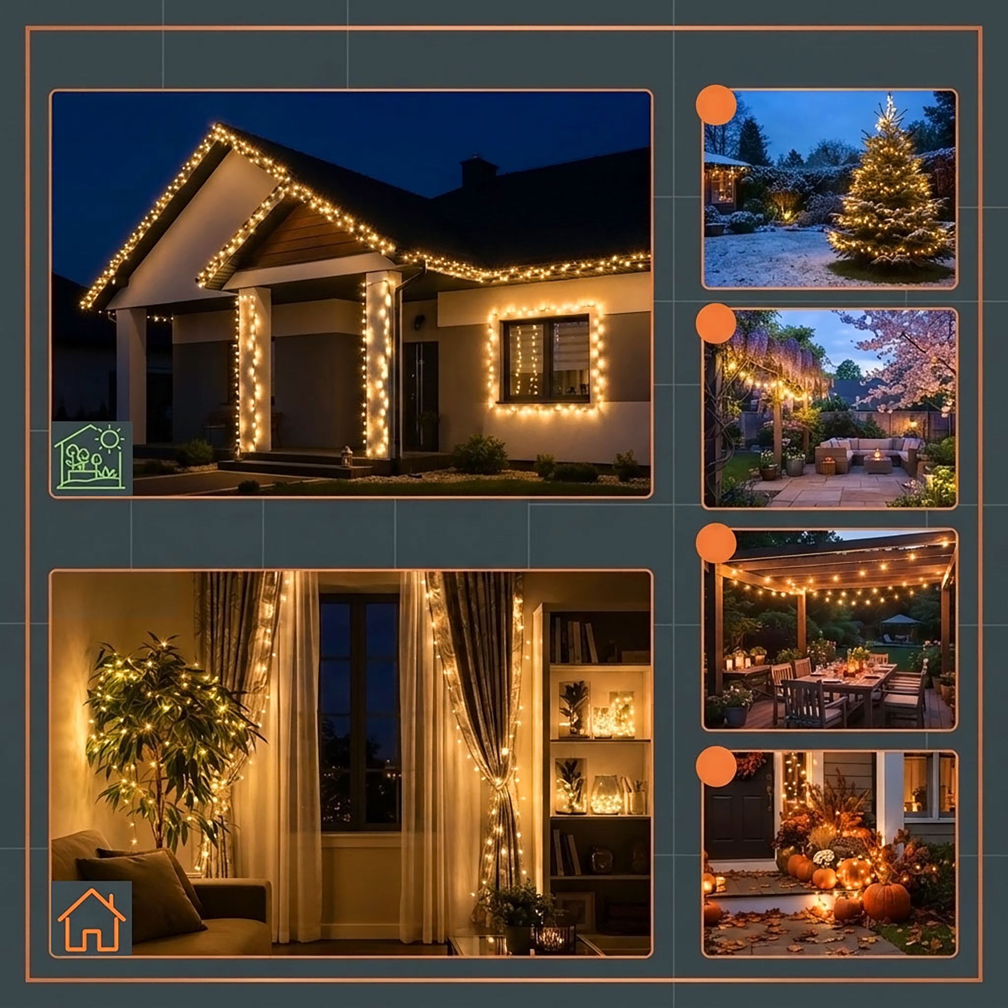 LED Weihnachts Lichterkette warm weiß - 30 m / 300 LED - Garten Deko Beleuchtung