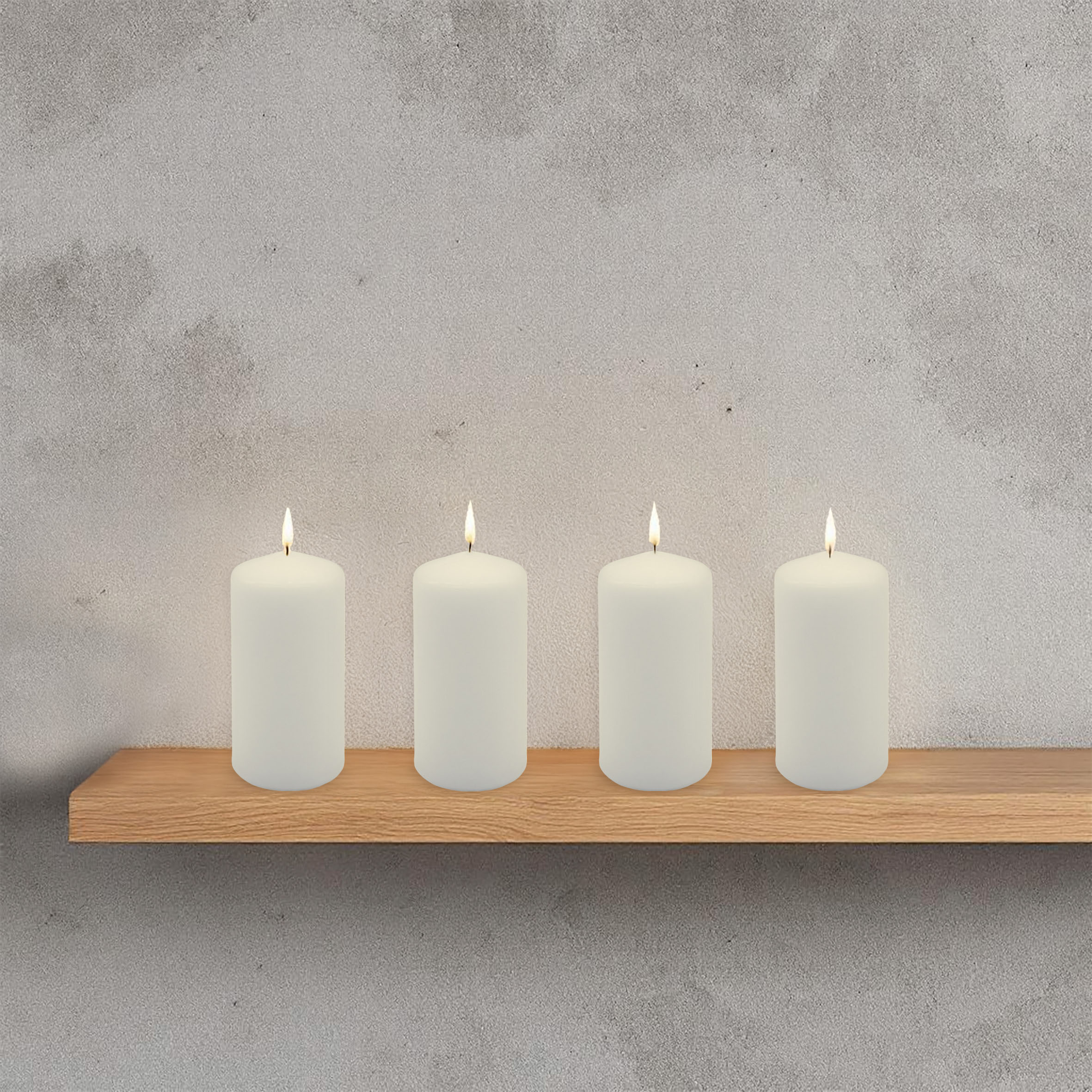 Echtwachs Stumpenkerze 4er Set 10 x 5 cm - creme weiß - Blockkerze 10 cm für Adventskranz und Laternen