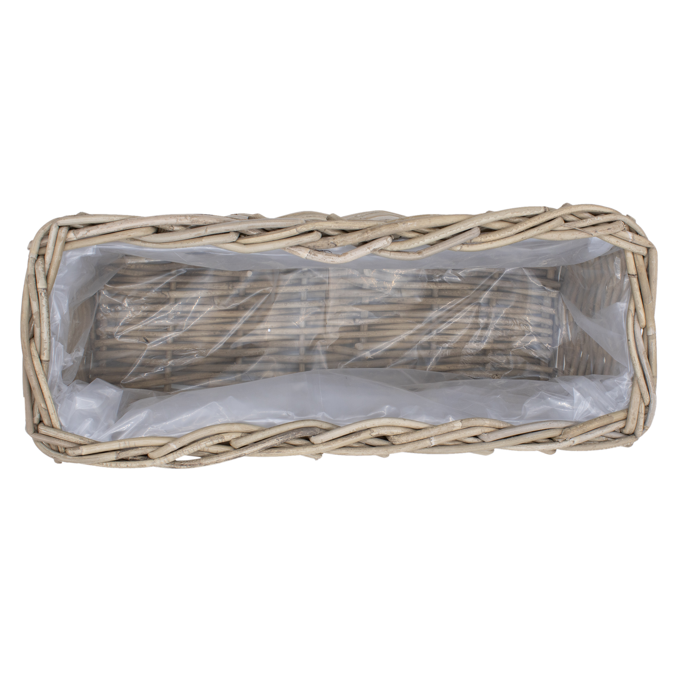 Weide Pflanzkasten natur - 60 cm / eckig - Rattan Blumentopf mit Folie