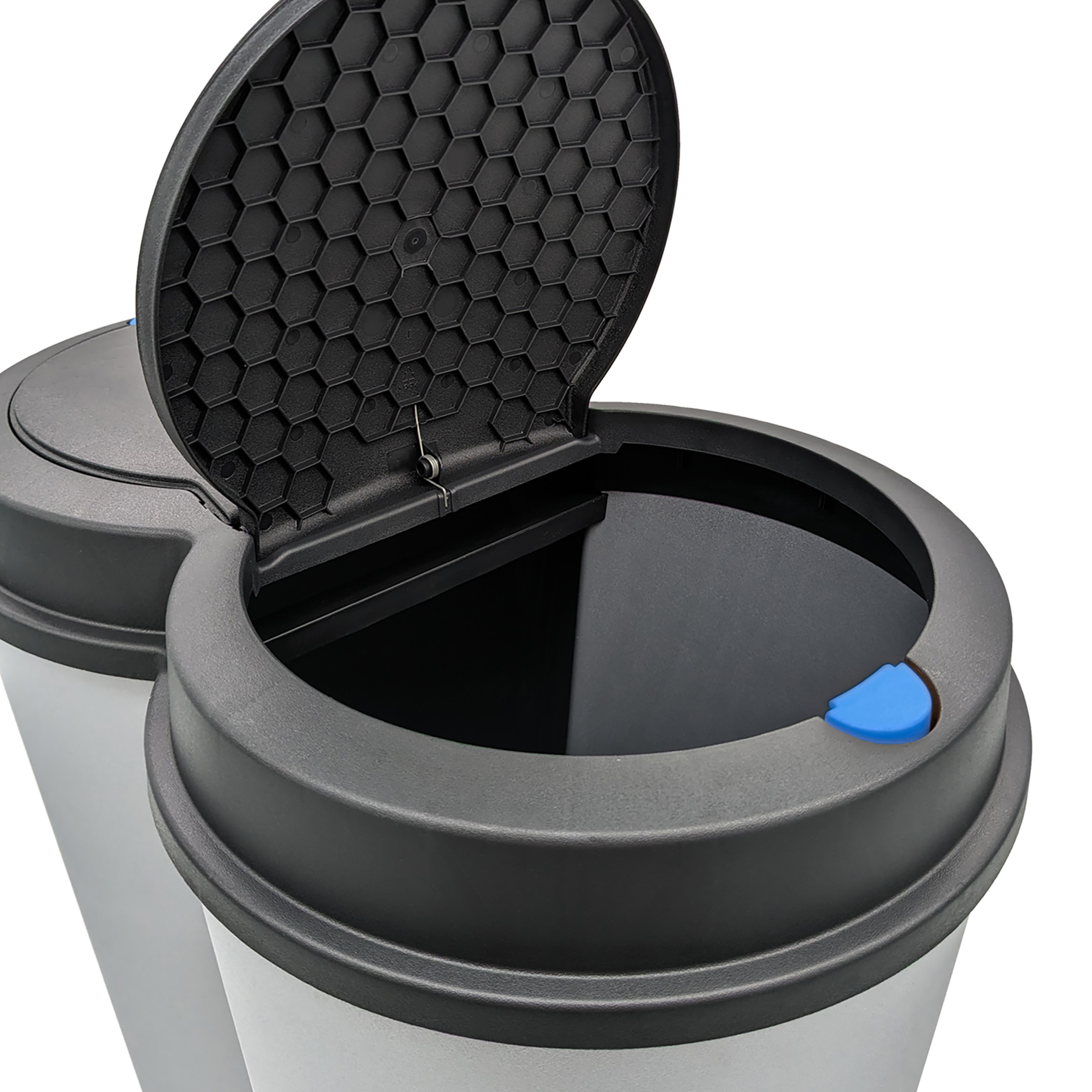 Abfalleimer 2x25 Liter Duo Bin - Farbe: grau mit schwarzem Deckel
