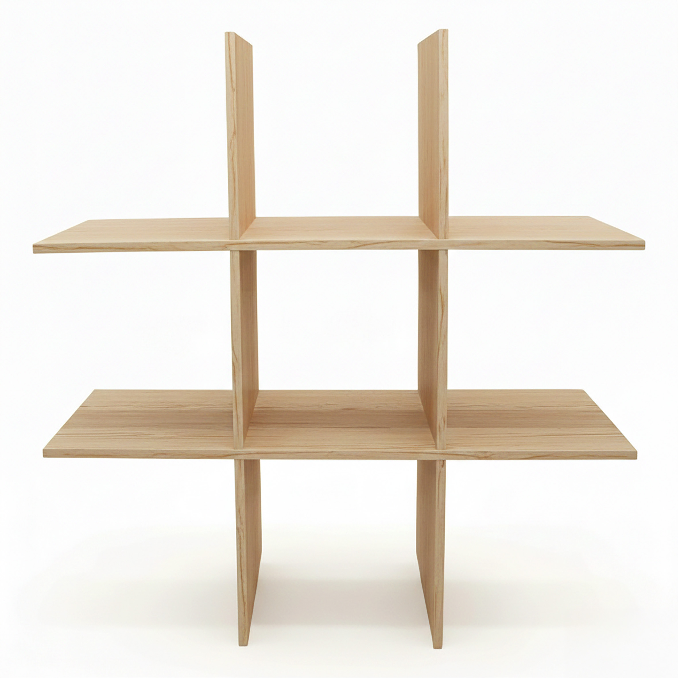 Holz Wandregal 55 x 55 cm schwebend mit 6 Fächern - natur - Schweberegal im Würfel Design mit Melamin Furnier