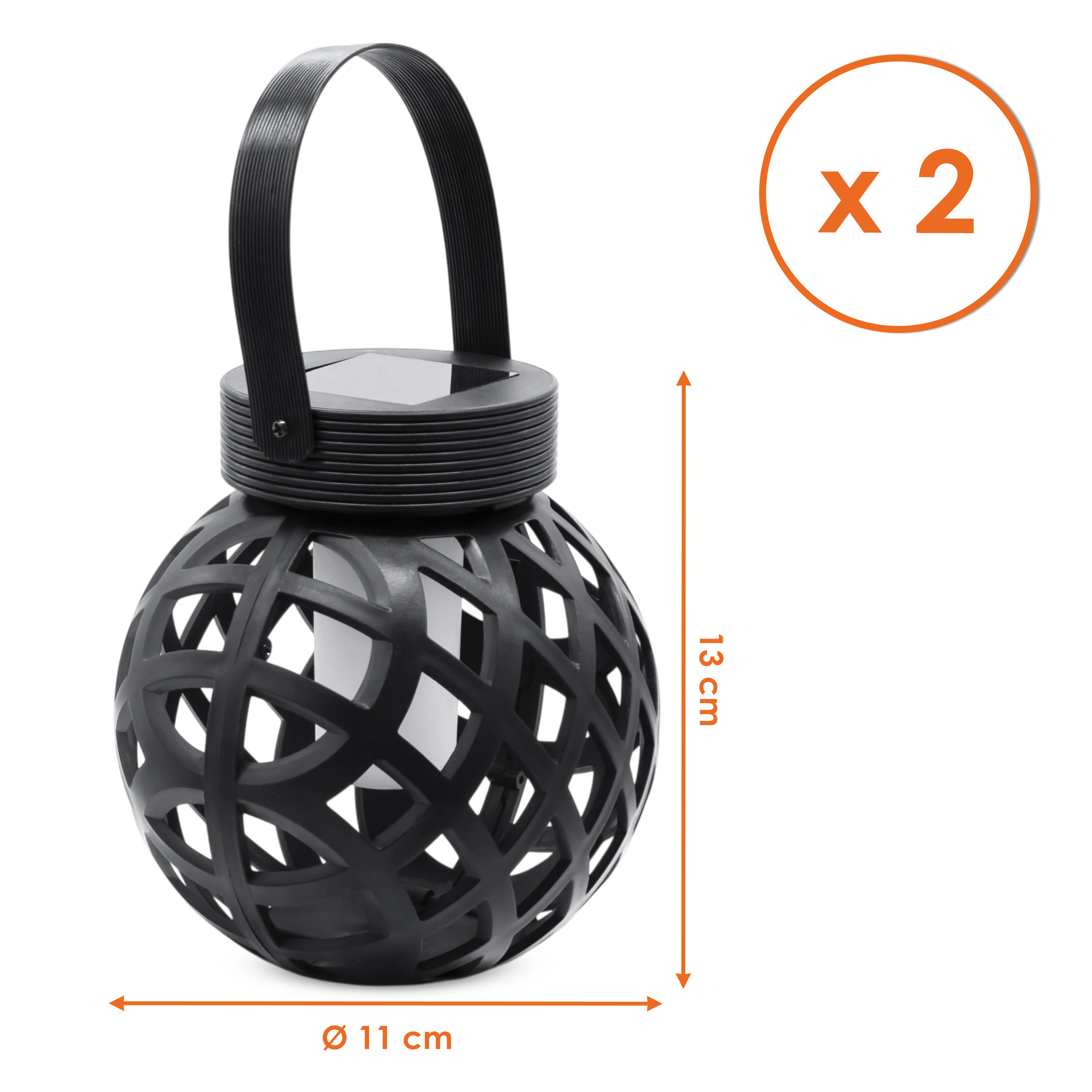 Solar Hängeleuchte 13 x 11 cm mit Flammeneffekt - 2er Set - LED Laterne zum Hängen für Außen