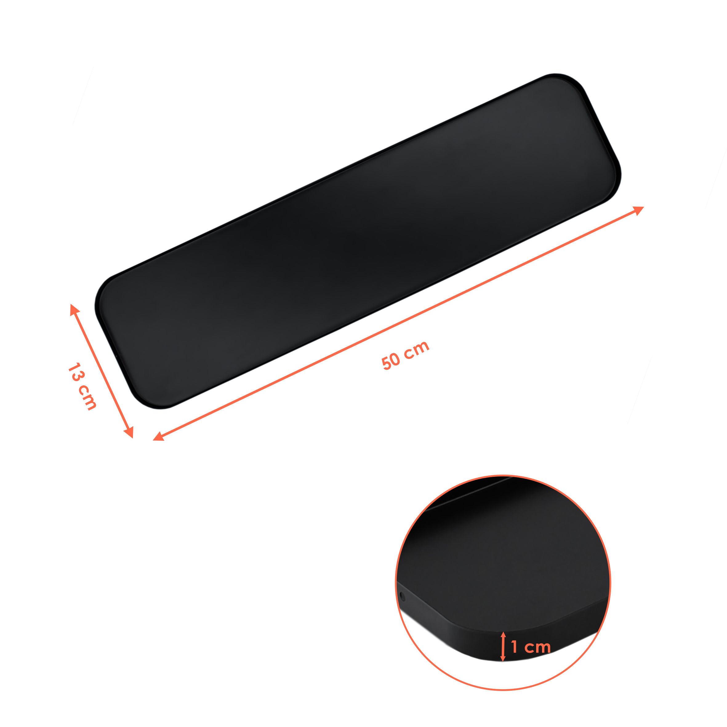 Metall Kerzentablett schwarz - 50 cm x 13 cm - Deko Tablett recheckig mit Rand