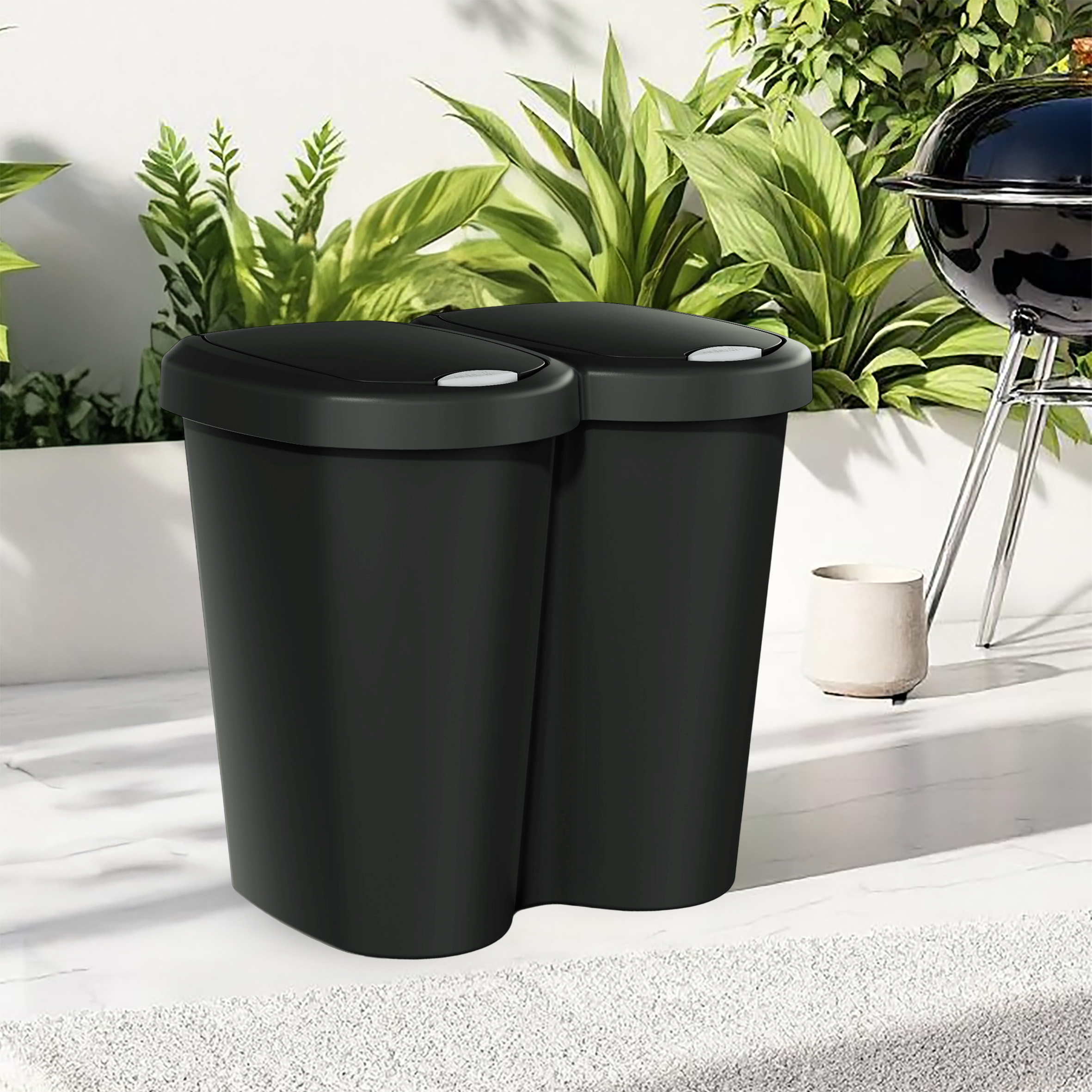 Duo Mülleimer schwarz mit Push Deckel - 40 L