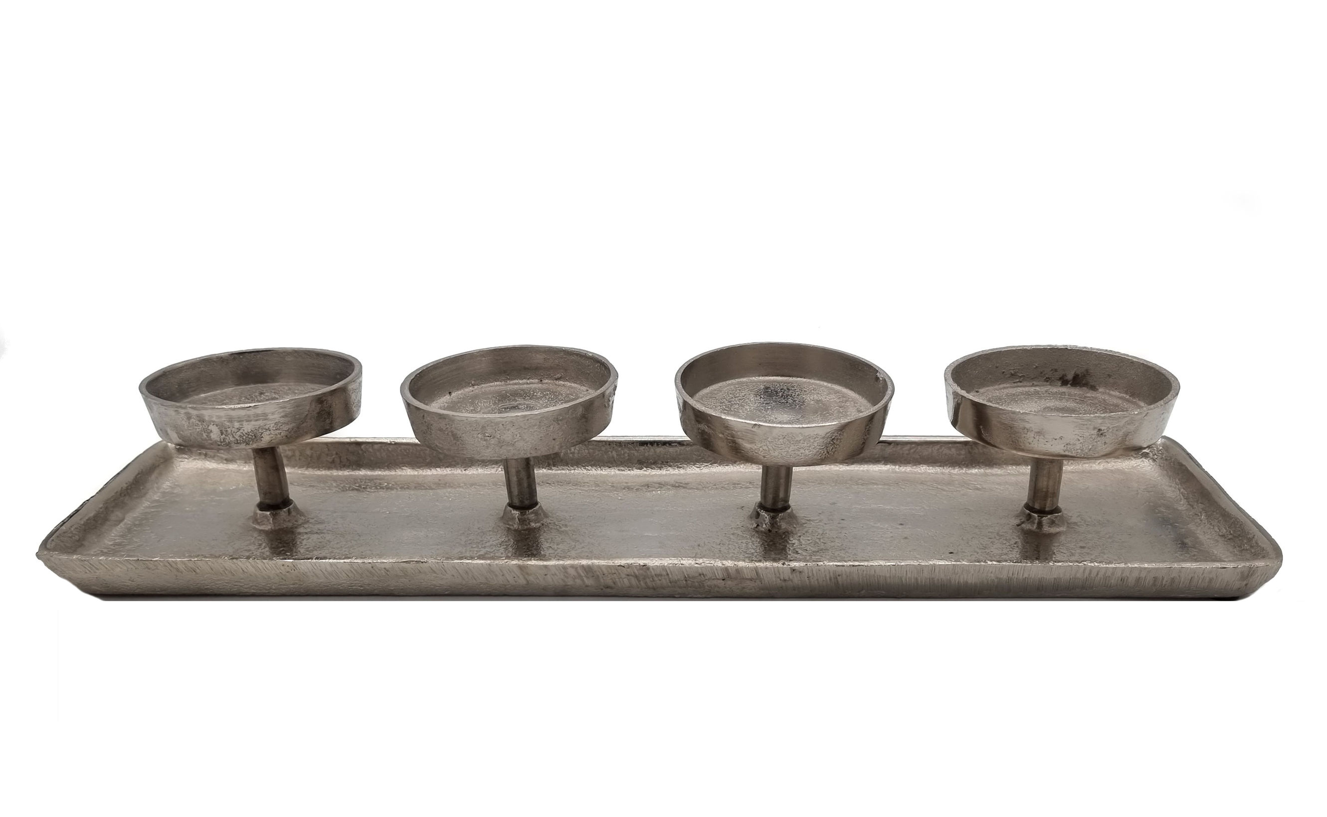 Aluminium Kerzenhalter für 4 Kerzen - ca. 44 x 12 cm