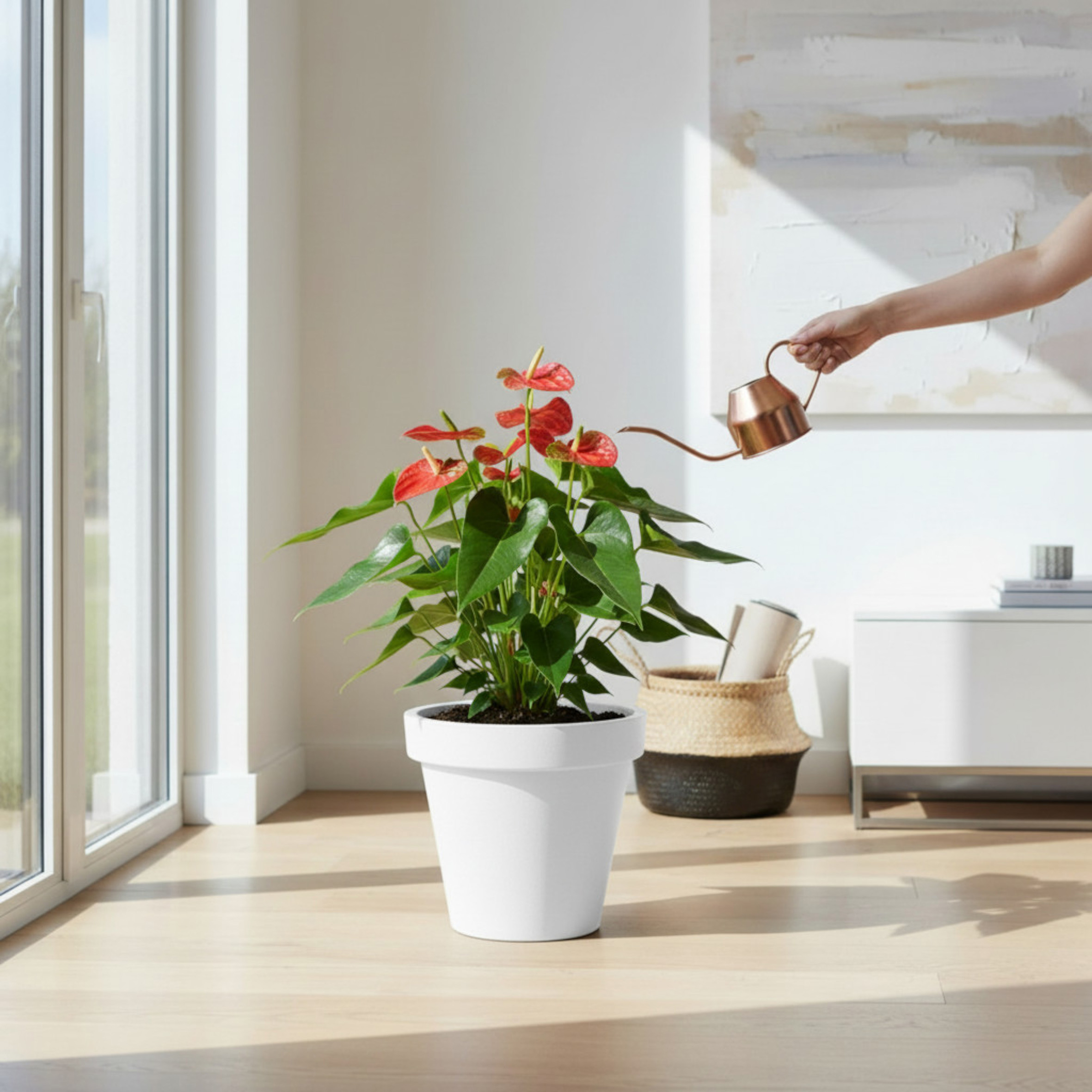 Kunststoff Pflanzkübel M rund Ø 38 cm - weiß - Blumenkübel groß für Außen und Innen