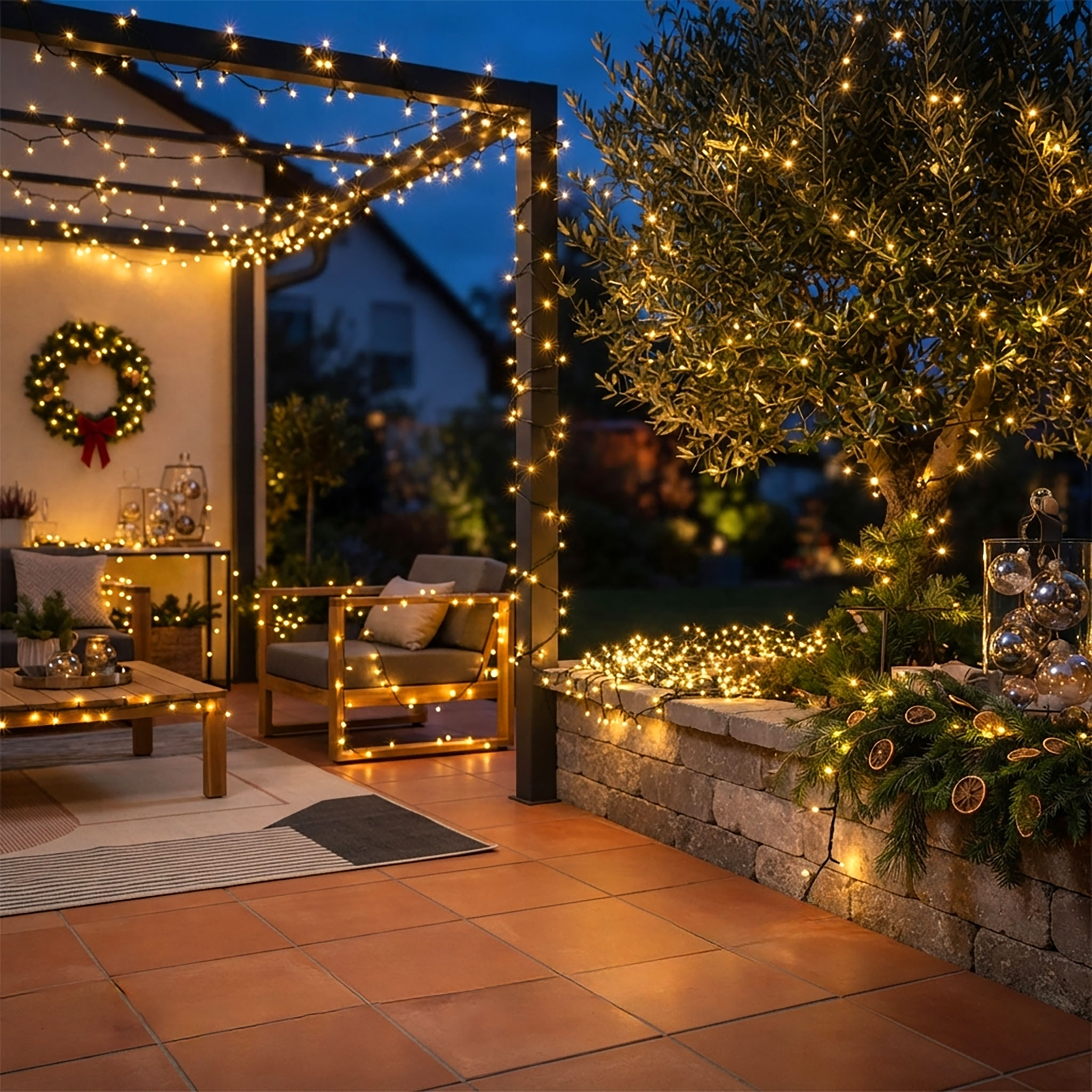 LED Weihnachts Lichterkette warm weiß - 20 m / 200 LED - Garten Deko Beleuchtung