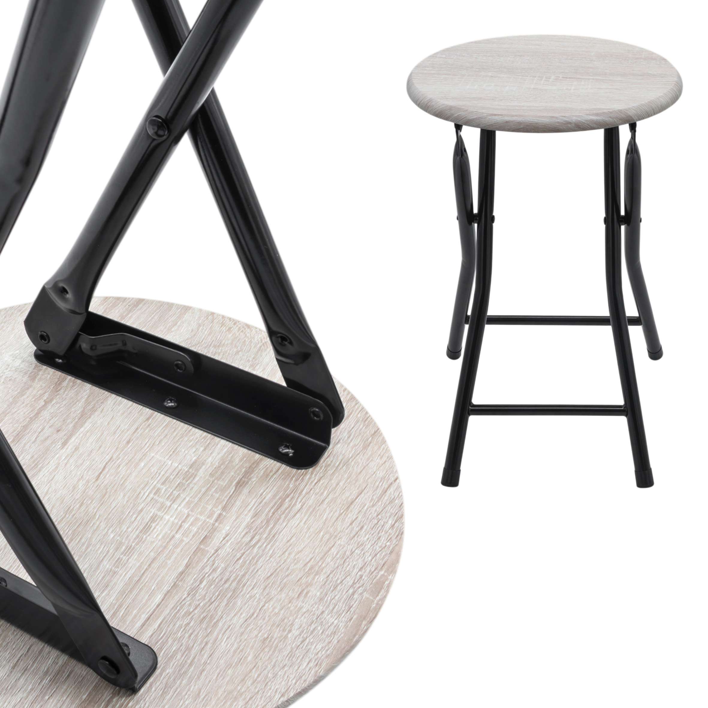 Holz Metall Klapphocker - 47 x 33 cm - Klapp Stuhl Sitz Hocker klappbar rund