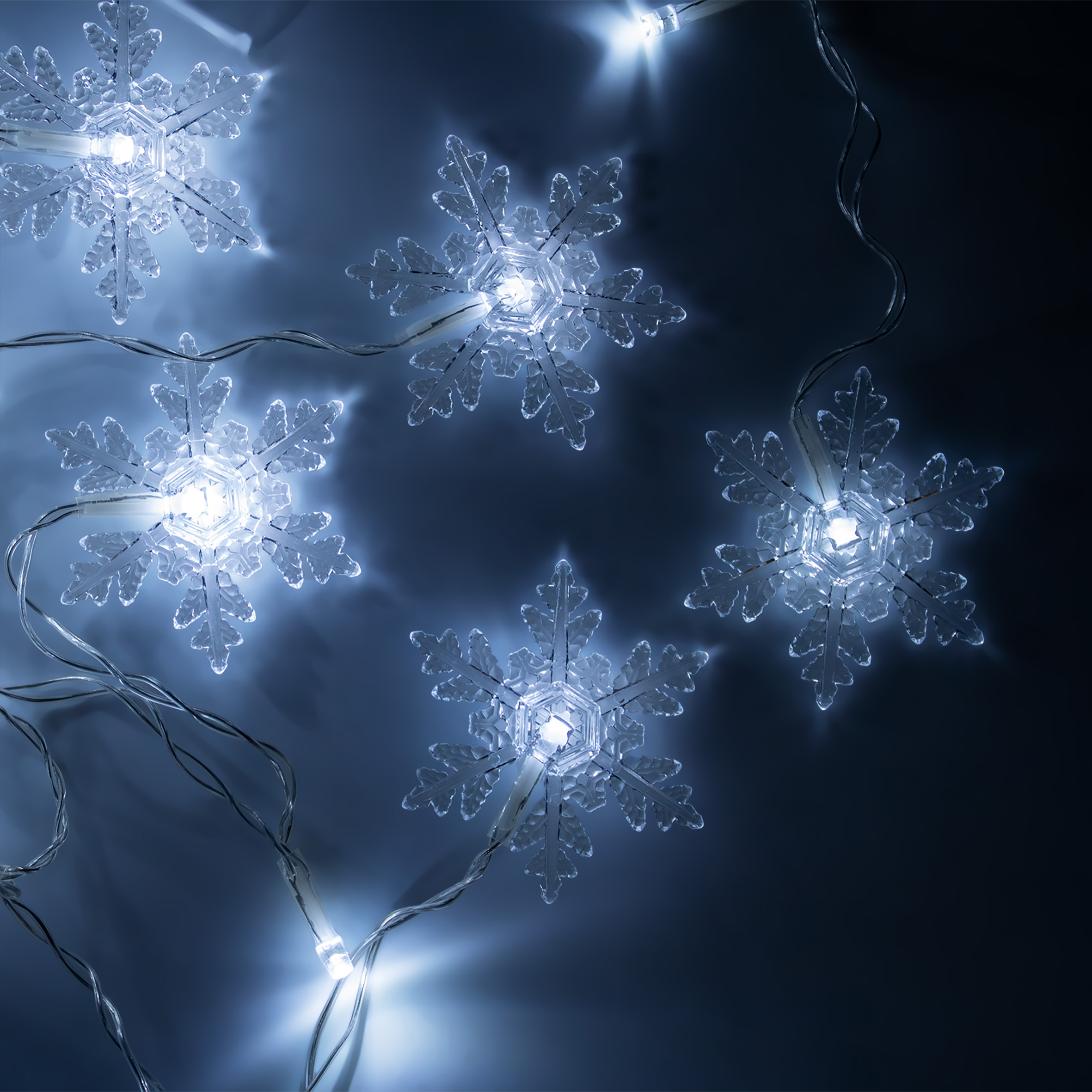 Schneeflocken Lichtervorhang kalt weiß für Innen - 71 LED - Weihnachten Deko Lichterkette 140 x 95 cm