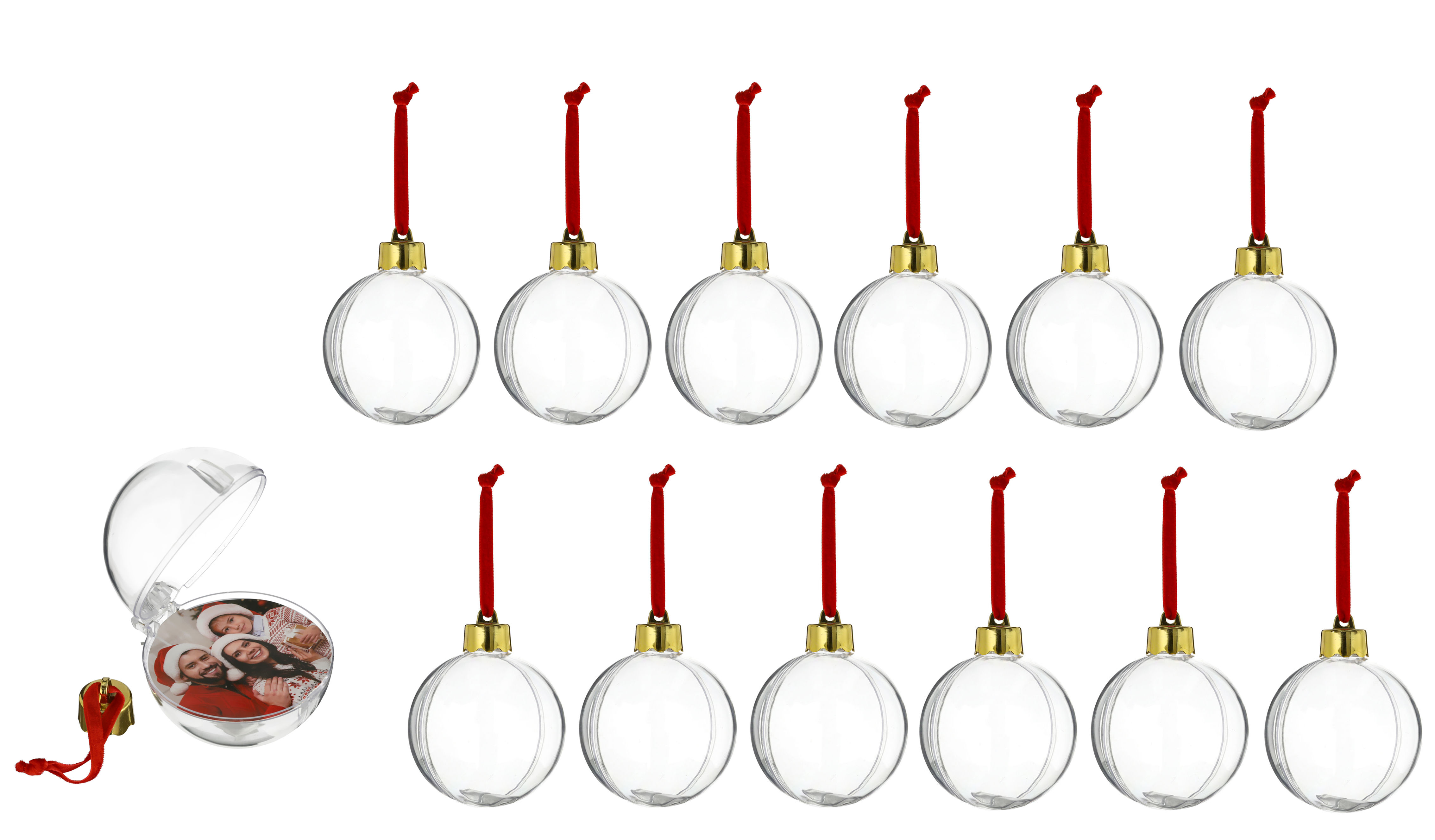 Christbaumkugel zum selber befüllen 8 cm - 12er Set