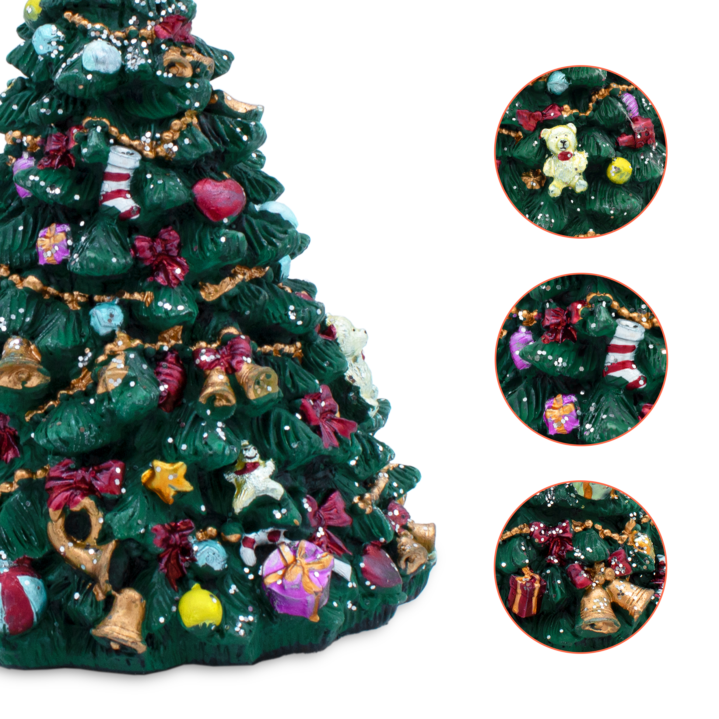 Retro Spieluhr "Oh Tannenbaum" drehend - 16 cm - Deko Weihnachtsbaum zum Aufziehen mit Musik