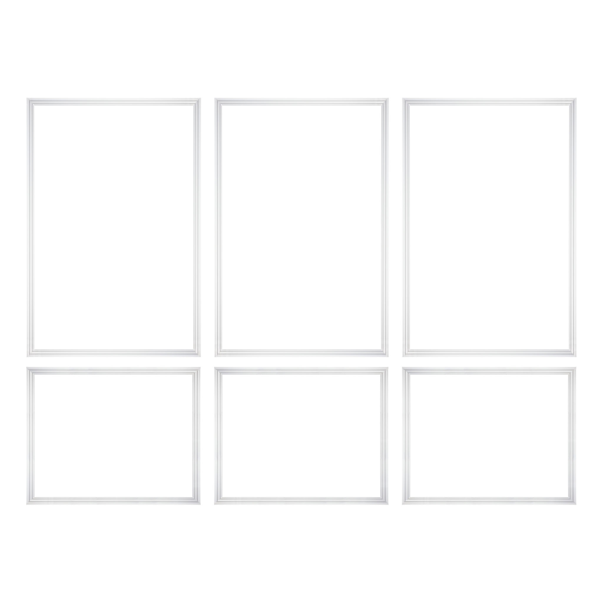 Zierleisten Set 24-teilig aus Polystyrol weiß vorgeschnitten - für 3x 80x60 cm & 3x 120x80 cm - Stuckleiste 24 Stück für Wand und Deckendekoration