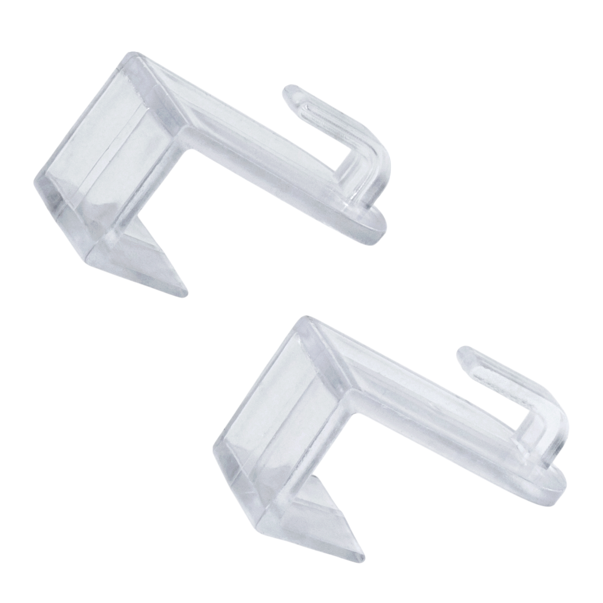 Kunststoff Fensterhaken transparent für 18 mm Rahmendicke - 24 Stück - Fensterclip zum Anbringen von Lichterketten und Girlanden