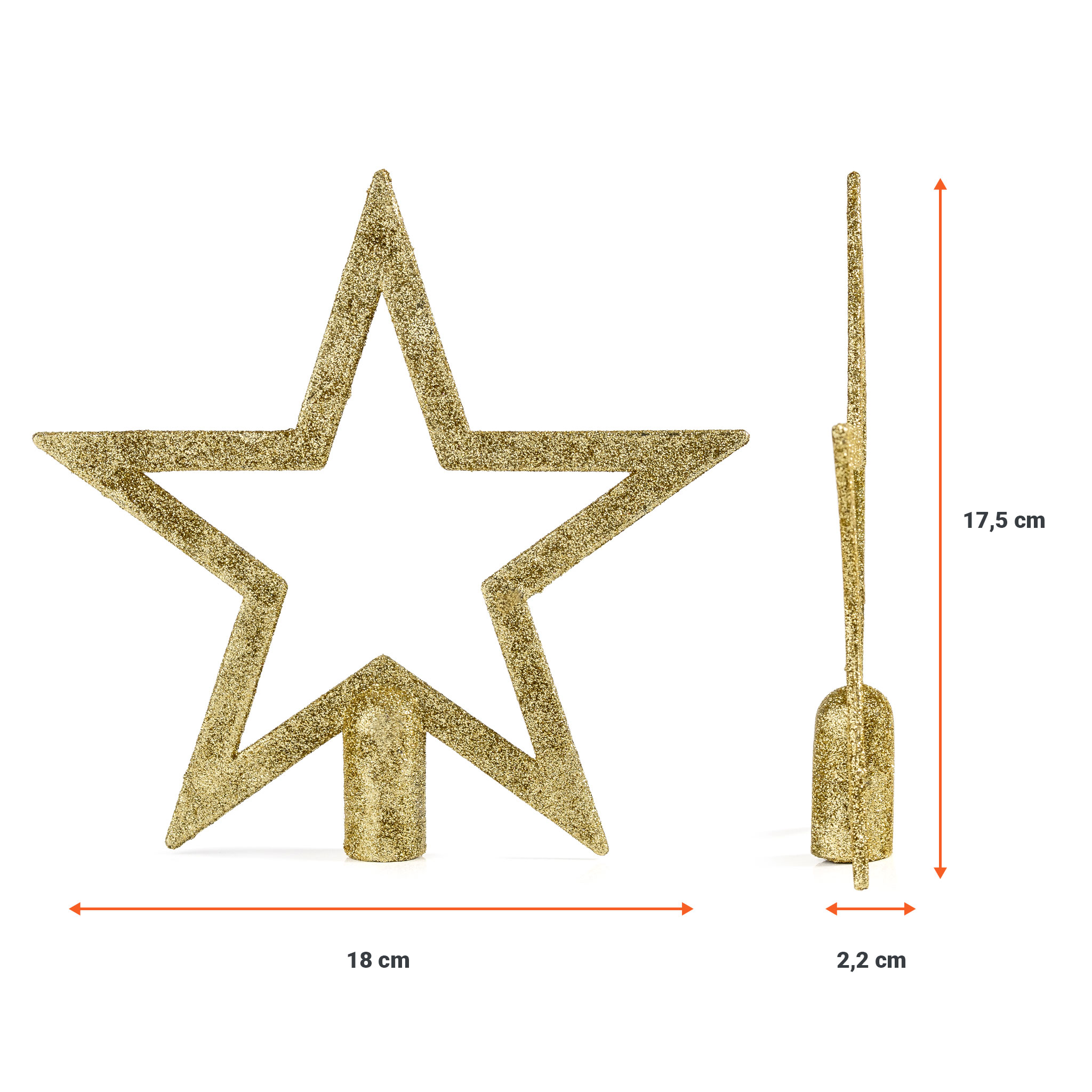 Spitze Weihnachtsbaum mit Glitzer - gold - Modell wählbar