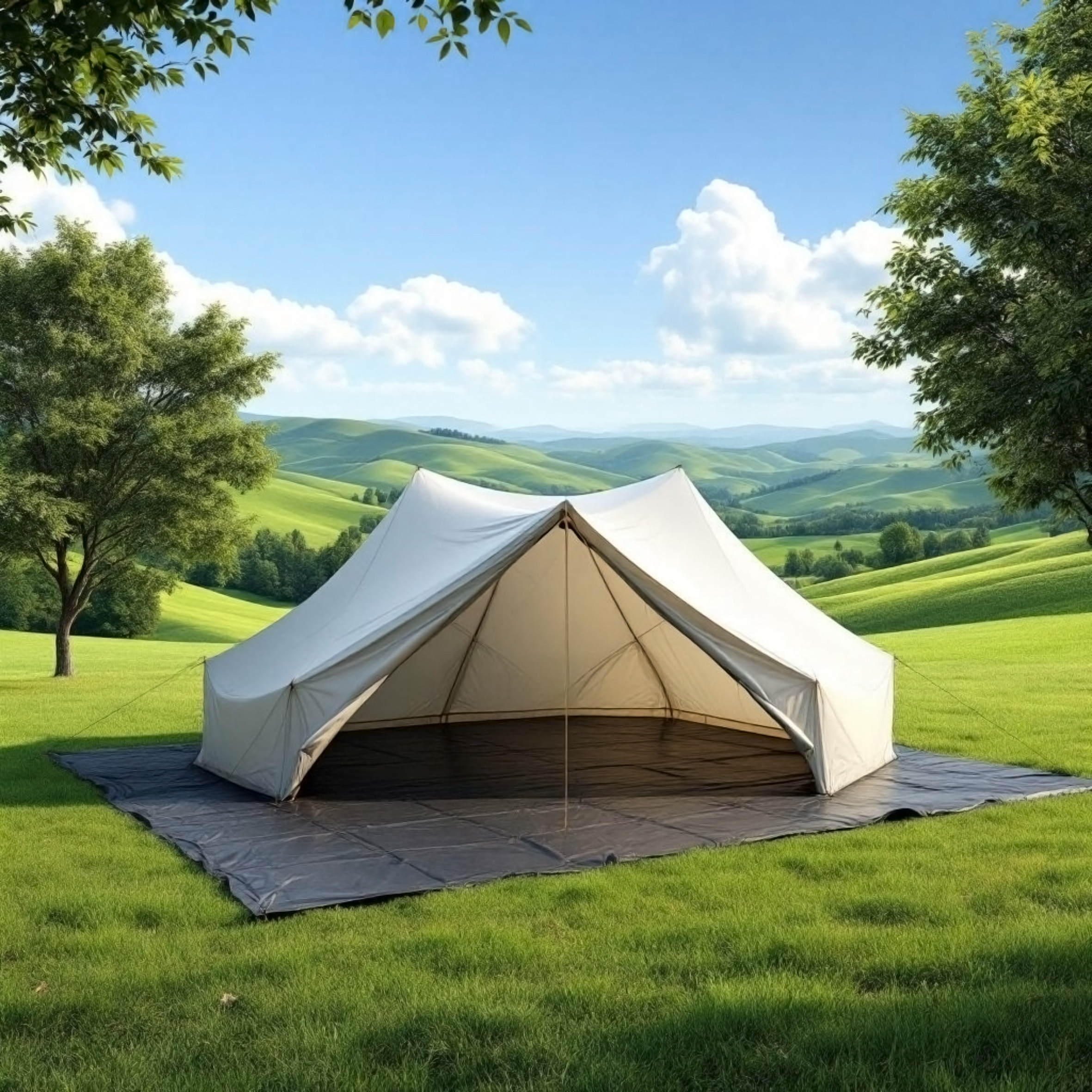 Camping Bodenplane schwarz mit Ösen - 400 x 300 cm - Outdoor Gewebeplane für Zelte wasserdicht