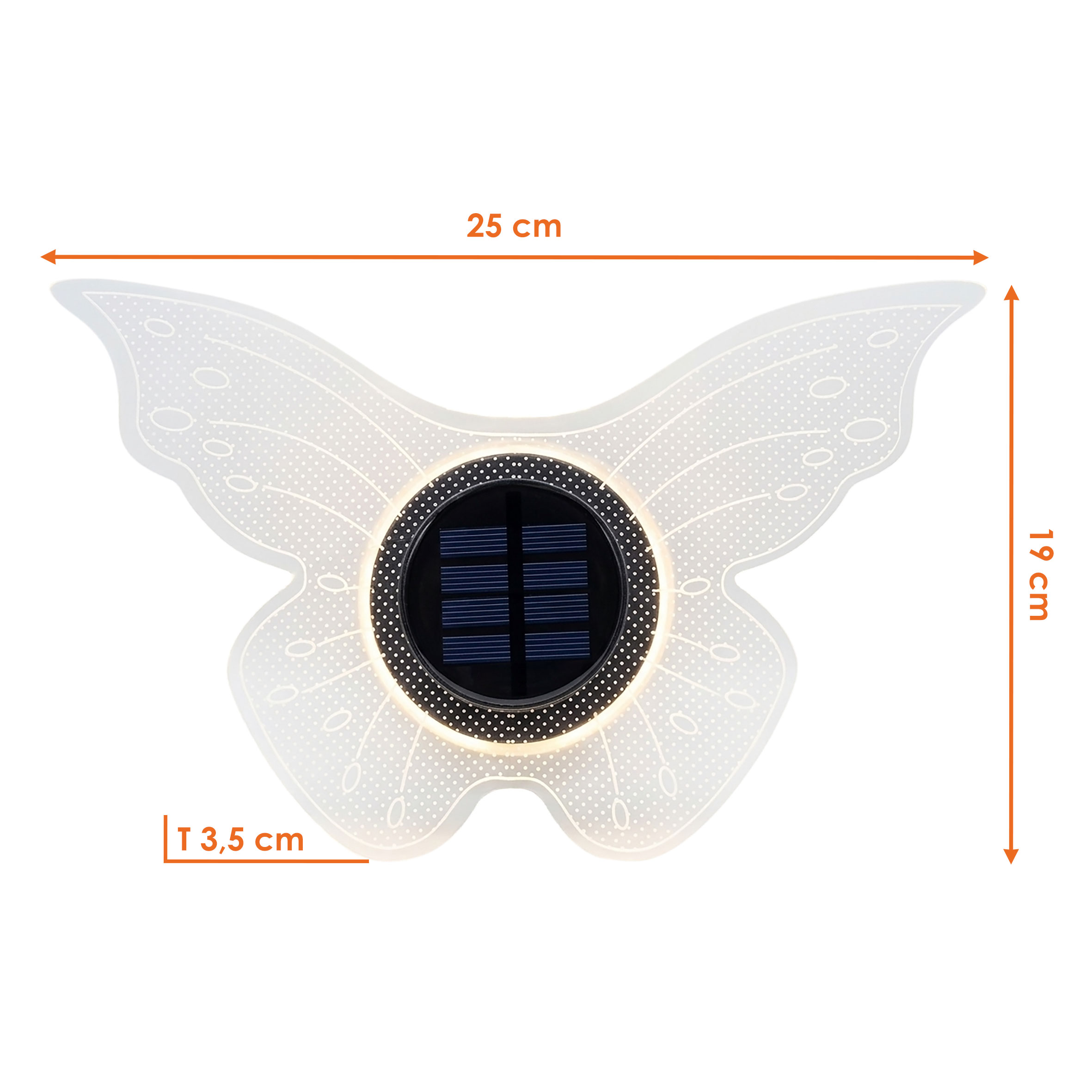 LED Solar Wandlampe Schmetterling transparent - 25 cm - Deko Wandleuchte warm weiß für Außen