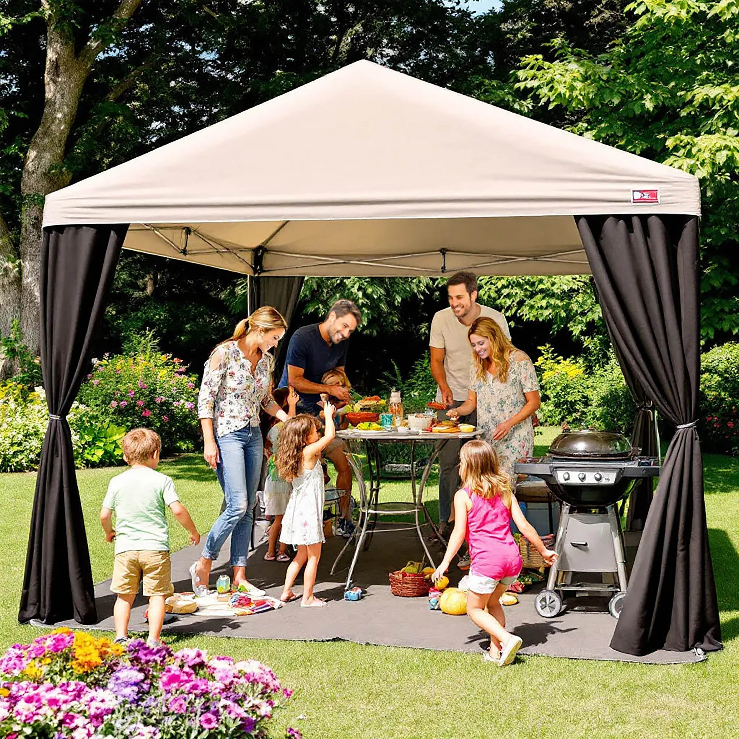 Pavillon Seitenteil anthrazit mit Reisverschluss für 3 x 4 m - 2er Set - Gartenzelt Seitenwand wasserabweisend