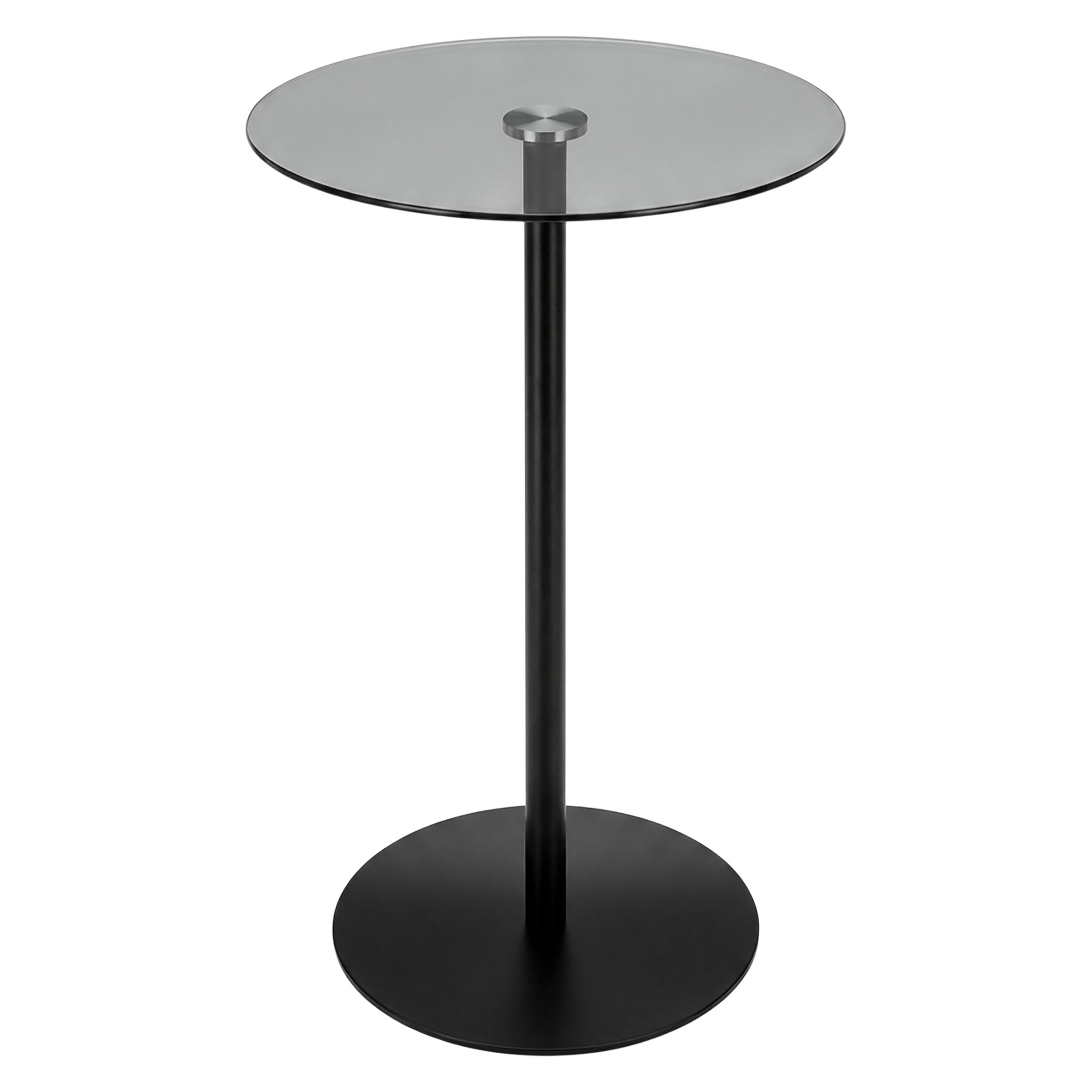 Metall Beistelltisch rund mit Glasplatte - 53 x 35 cm - Couchtisch im Modernen Bistrotisch Design