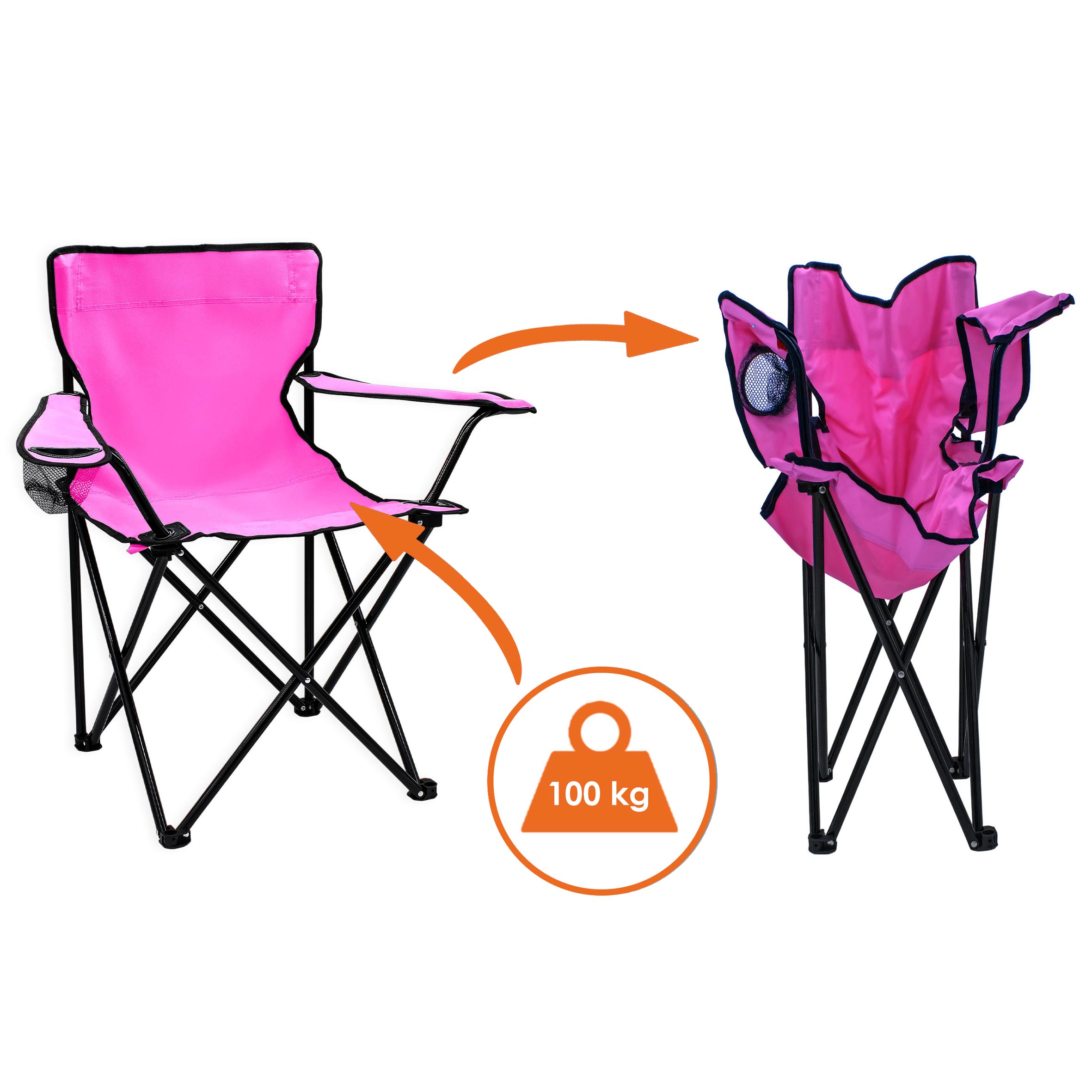 Camping Sitzgruppe 3-teilig mit Aluminium Klapptisch und Tragetasche - pink - Garten Tischgruppe mit 2 Campingstühlen bis 100kg