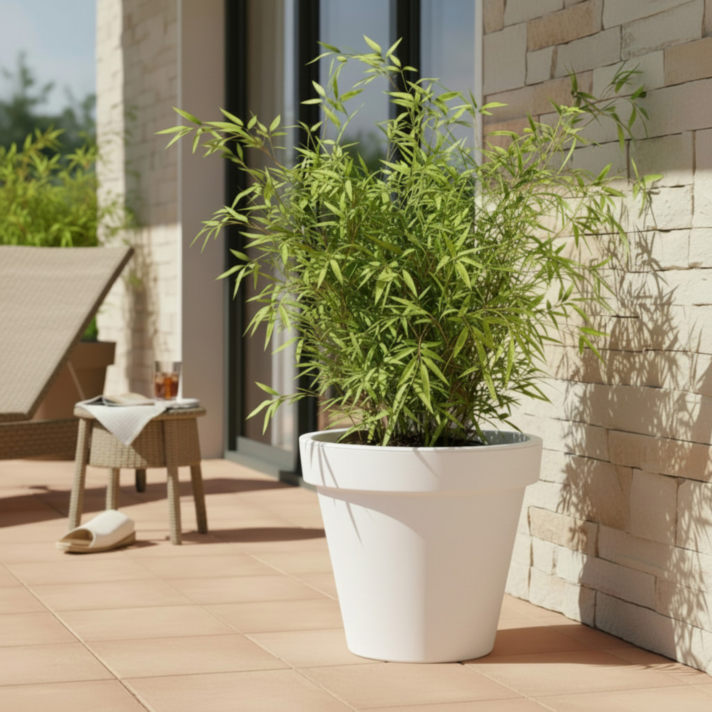 Kunststoff Pflanzkübel L rund Ø 48 cm - weiß - Blumenkübel groß für Außen und Innen