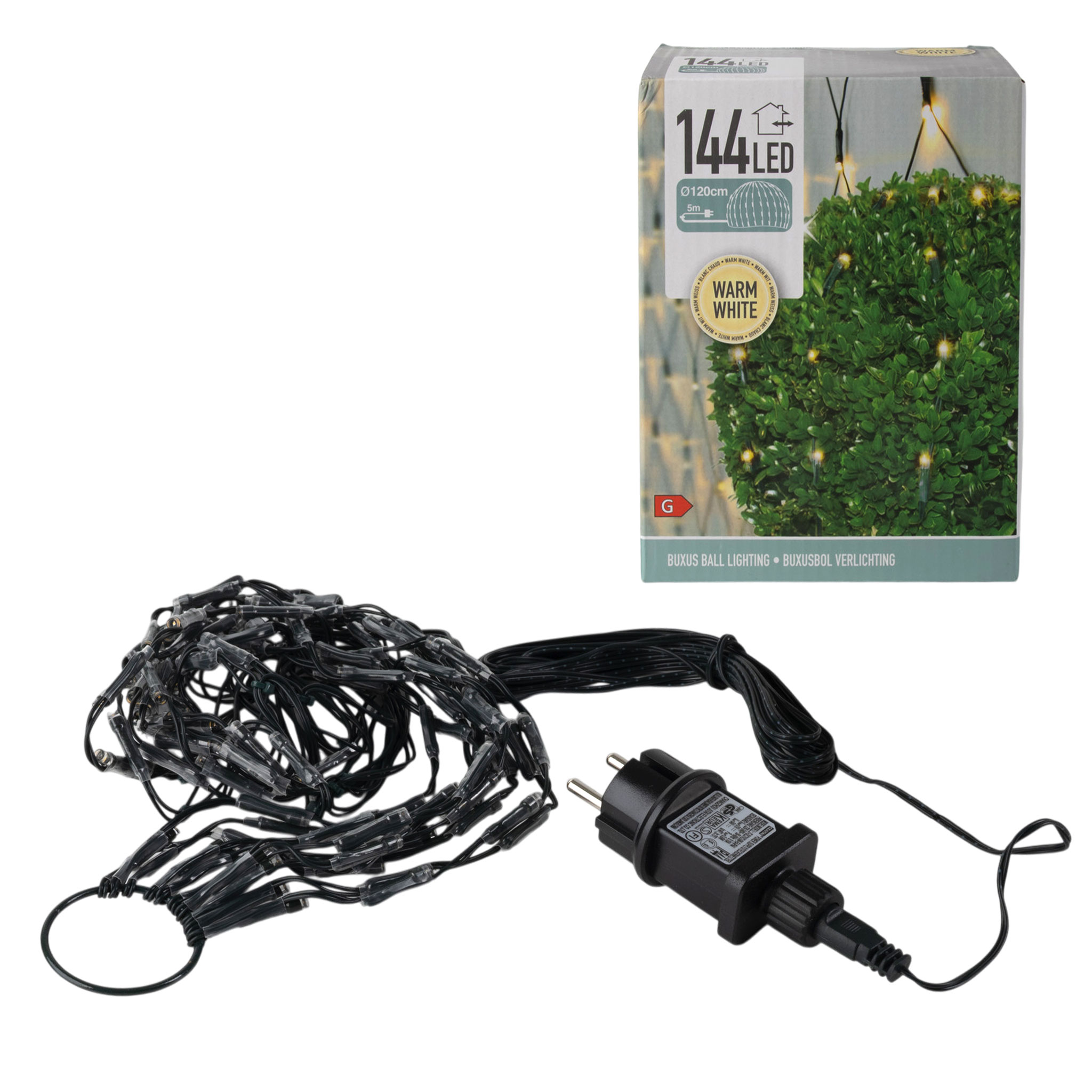 LED Buchsbaum Beleuchtung mit 144 LED warm weiß - 120 cm - Garten Deko Lichtervorhang