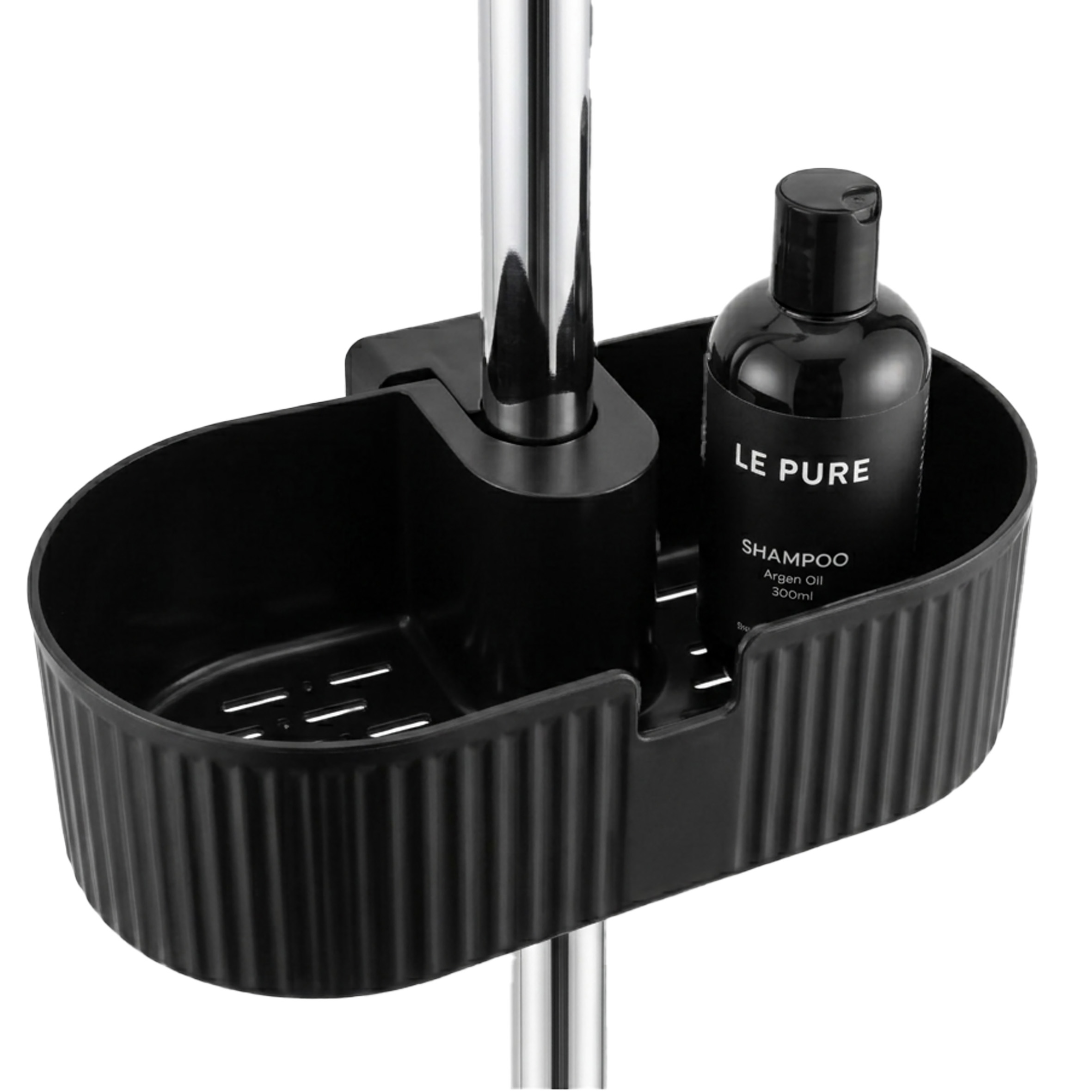 Duschablage ohne Bohren schwarz - 24 x 13 cm - Bad Organizer für Duschstange aus Kunststoff