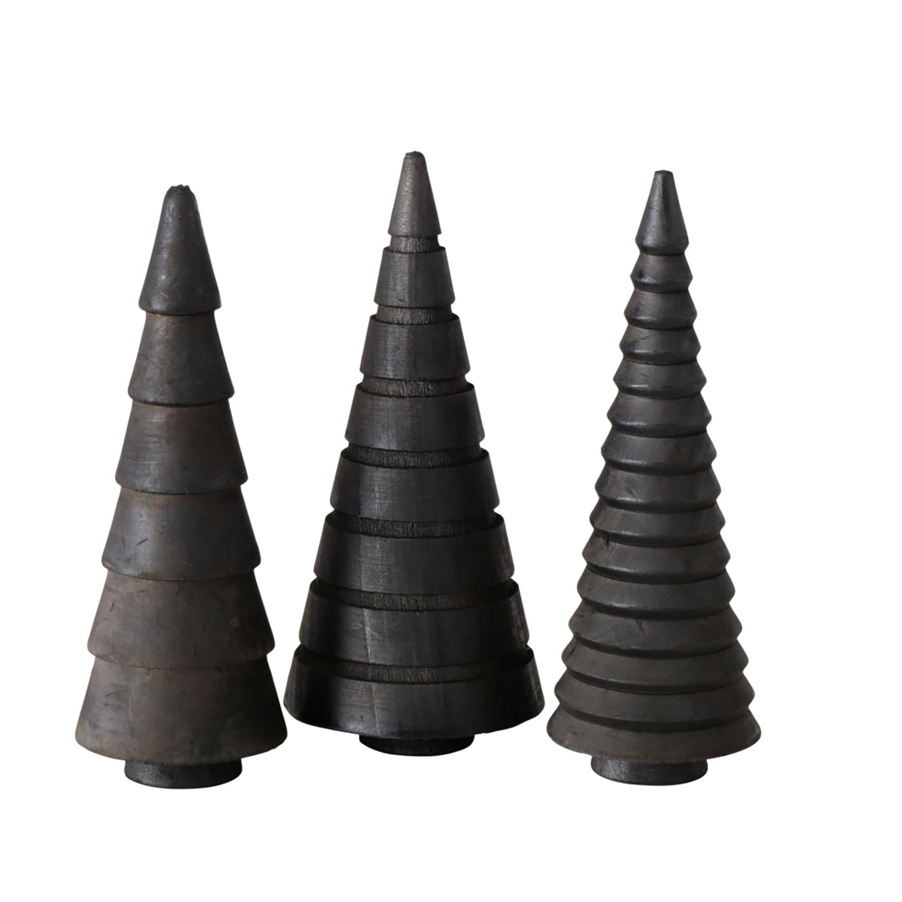 Holz Deko Tannenbäume 3er Set zum Hinstellen 15 cm - schwarz - Weihnachtbaum Figur aus Kiefer zur winterlichen Dekoration