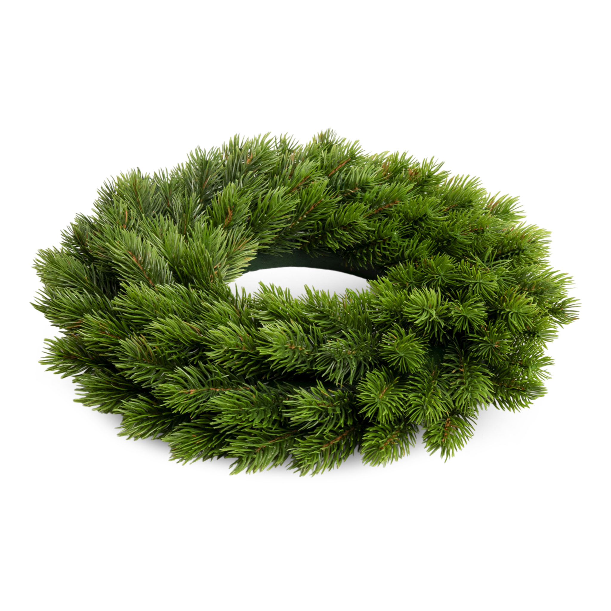 Künstlicher Spritzguss Tannenkranz halbgebunden auf Steckschaum - 42 cm - Weihnachts Türkranz mit naturgetreuen Kunst Tannenspitzen