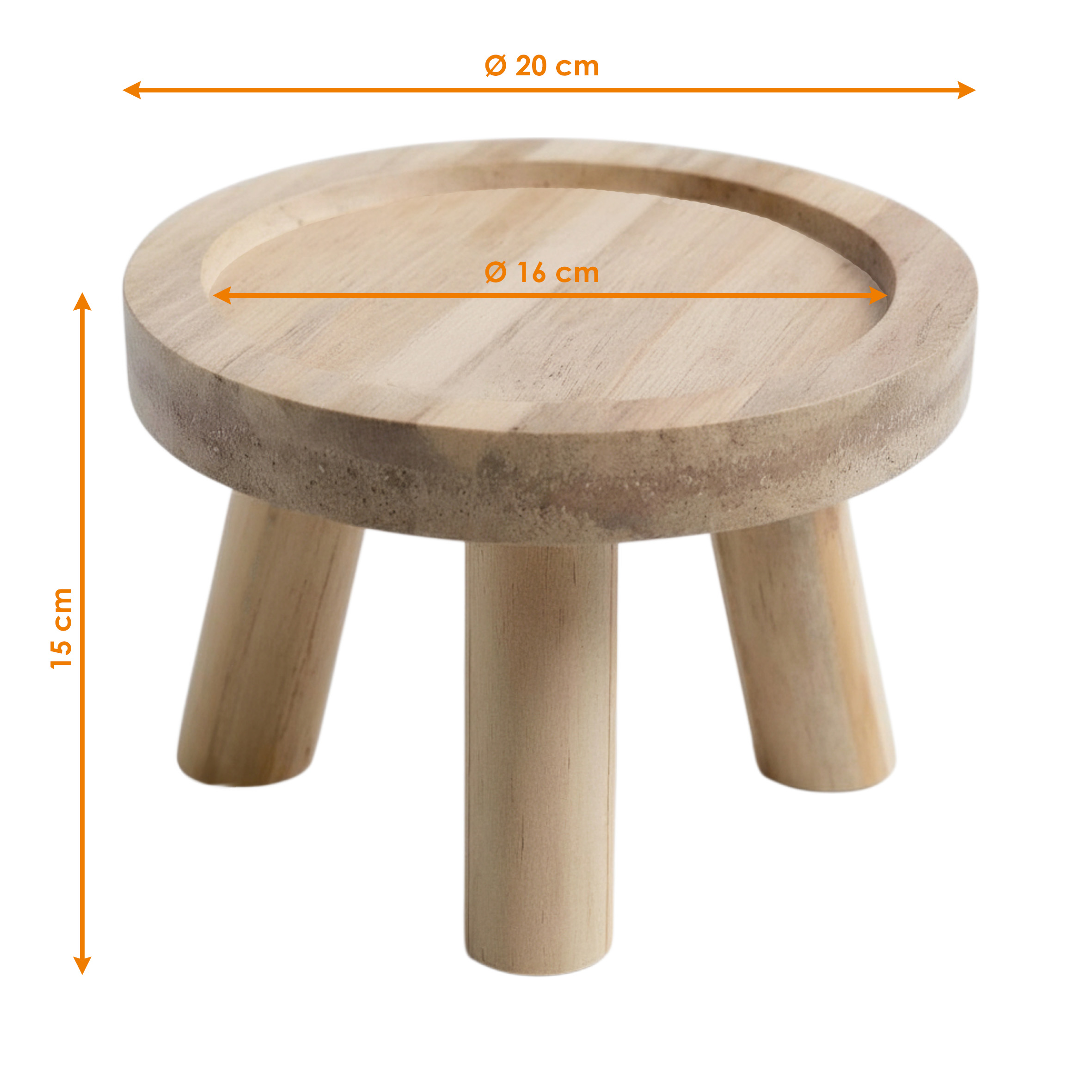 Holz Blumenhocker mit 3 Beinen - Ø 20 cm
