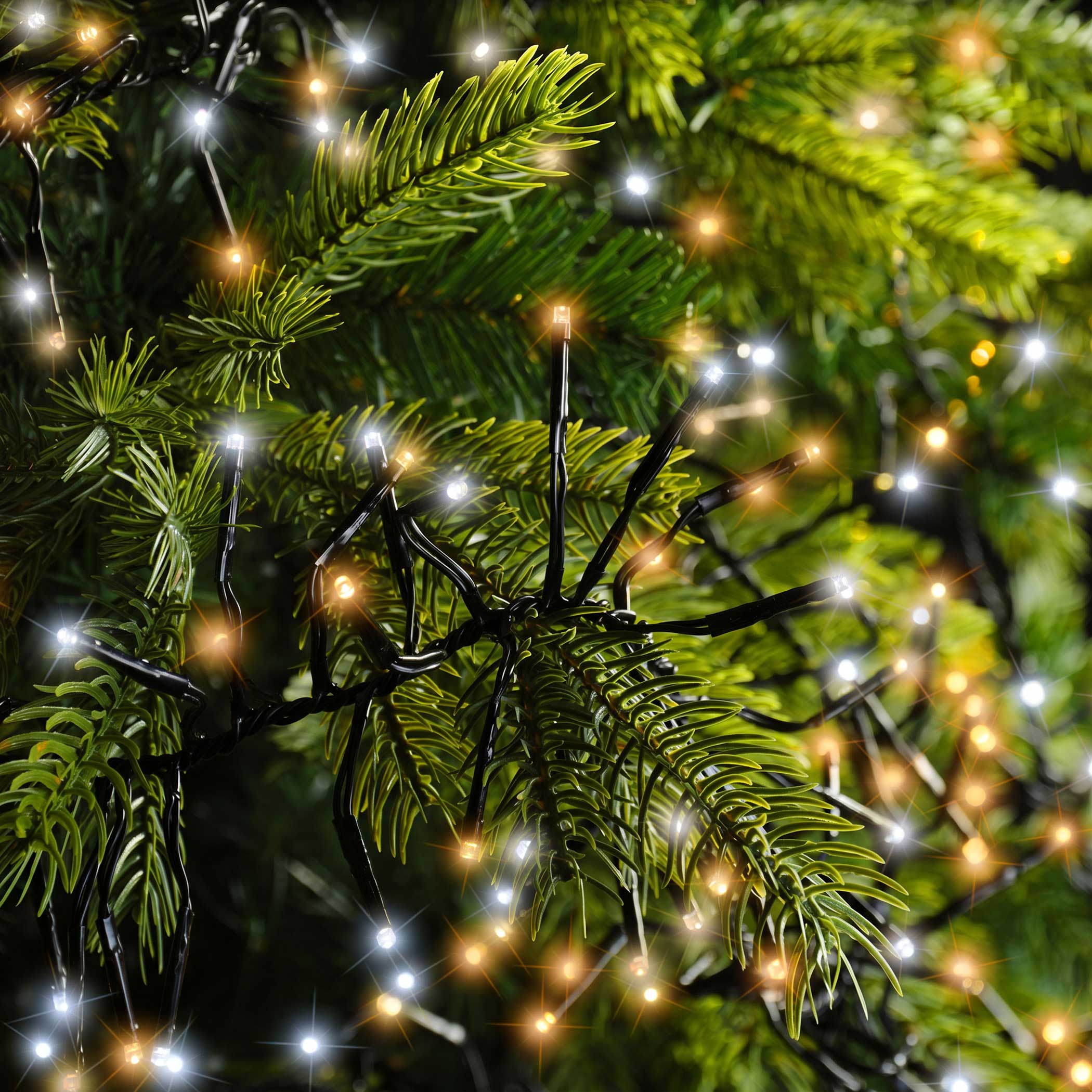 Büschel Lichterkette kalt & warm weiß Mix dimmbar mit Timer - 1512 LED - Weihnachtslichterkette 14 m mit Netzstecker für Außen und Innen